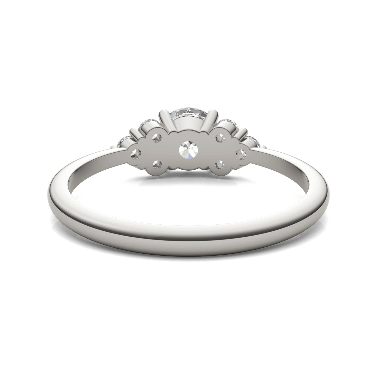 2/3 CTW Round Caydia Lab Grown Diamond Side Accents Petite Ring 14K White Gold