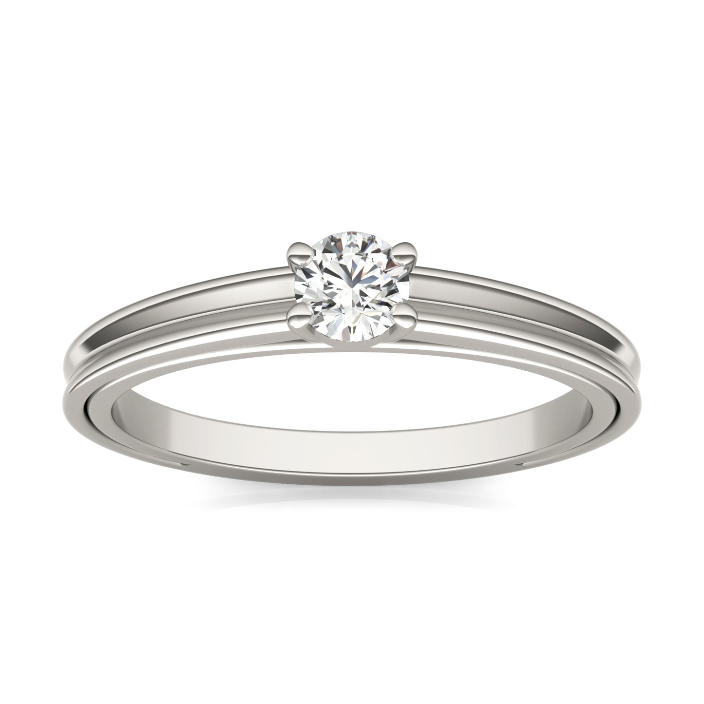 1/5 CTW Round Caydia Lab Grown Diamond Solitaire with Carved Band Petite Ring 14K White Gold