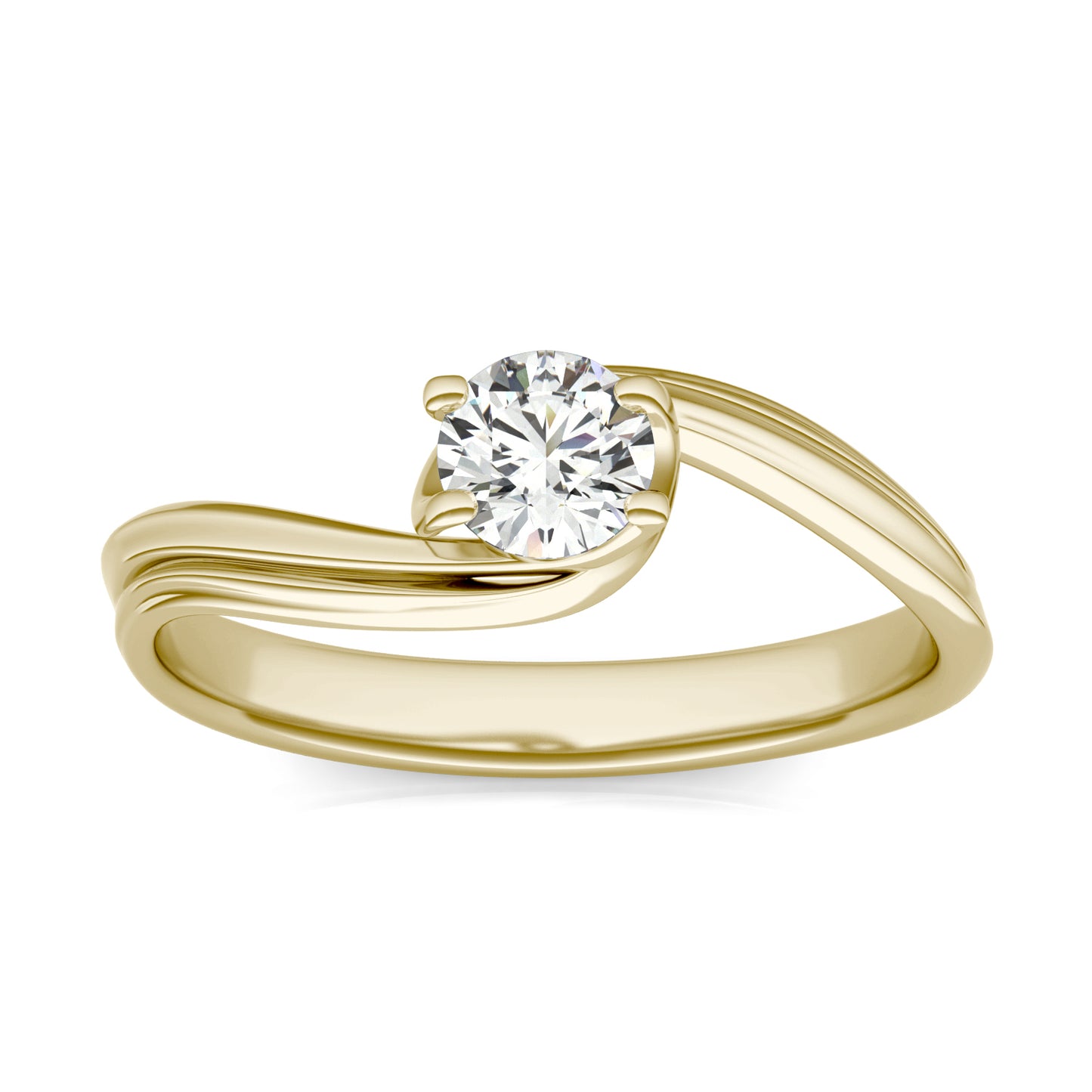 1/3 CTW Round Caydia Lab Grown Diamond Bypass Solitaire Petite Ring 14K Yellow Gold