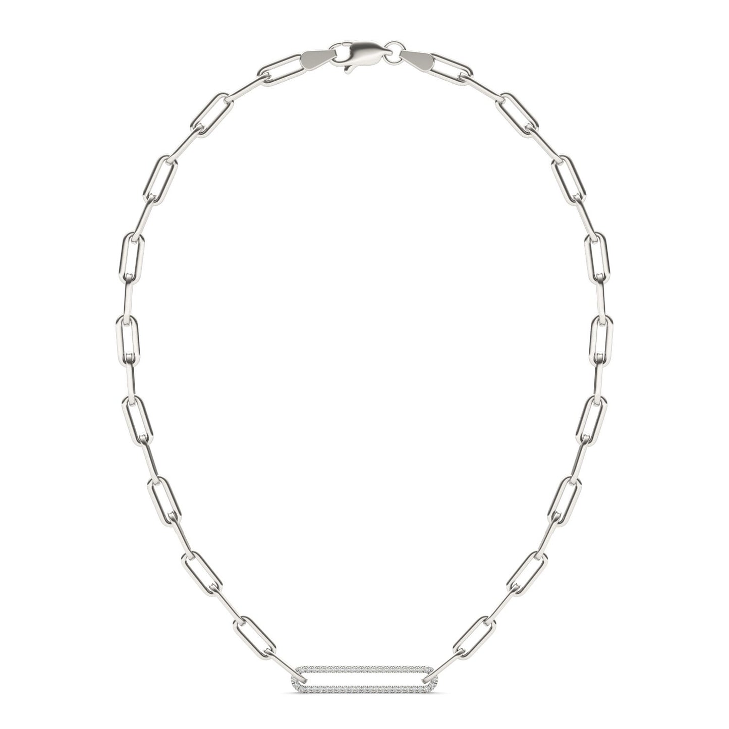3/4 CTW Round Caydia Lab Grown Diamond 18in Large Pave Chain Link Necklace 14K White Gold