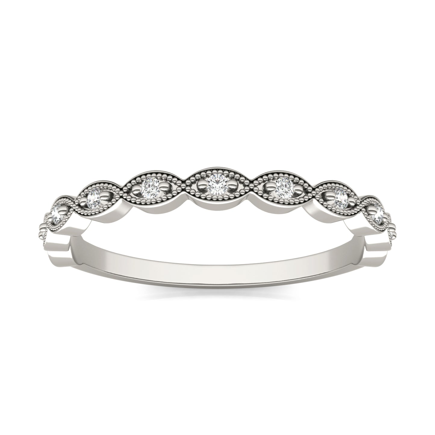 1/10 CTW Round Caydia Lab Grown Diamond Milgrian Accented Band Ring Platinum