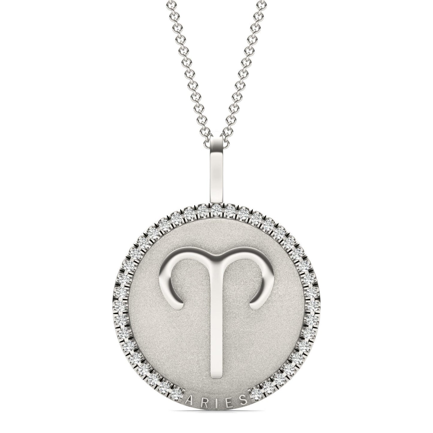 1/3 CTW Round Caydia Lab Grown Diamond Aries Pendant 14K White Gold