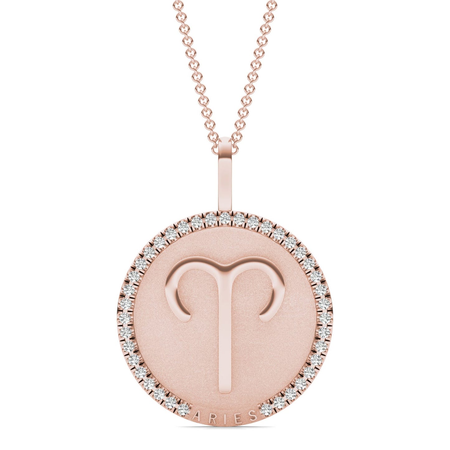 1/3 CTW Round Caydia Lab Grown Diamond Aries Pendant 14K Rose Gold
