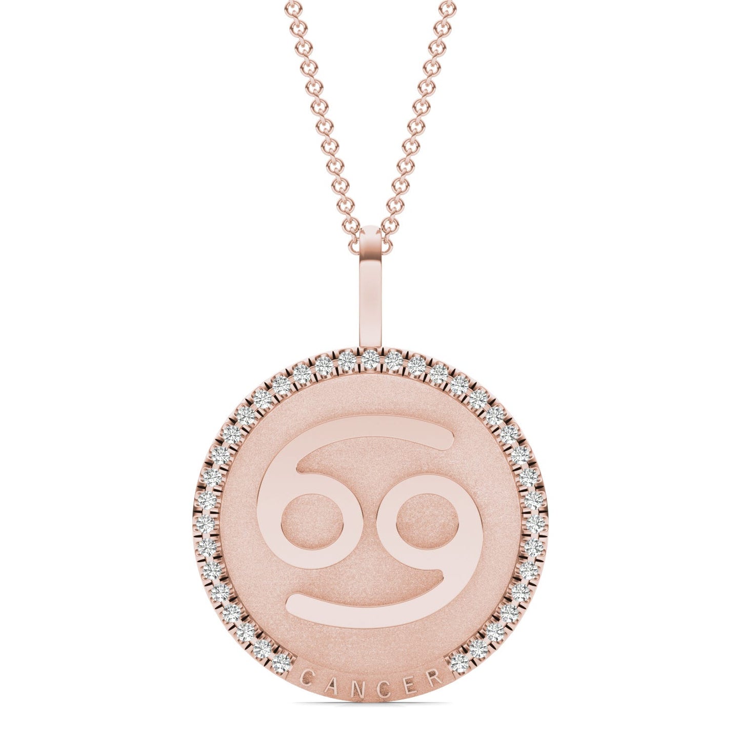 1/3 CTW Round Caydia Lab Grown Diamond Cancer Pendant 14K Rose Gold