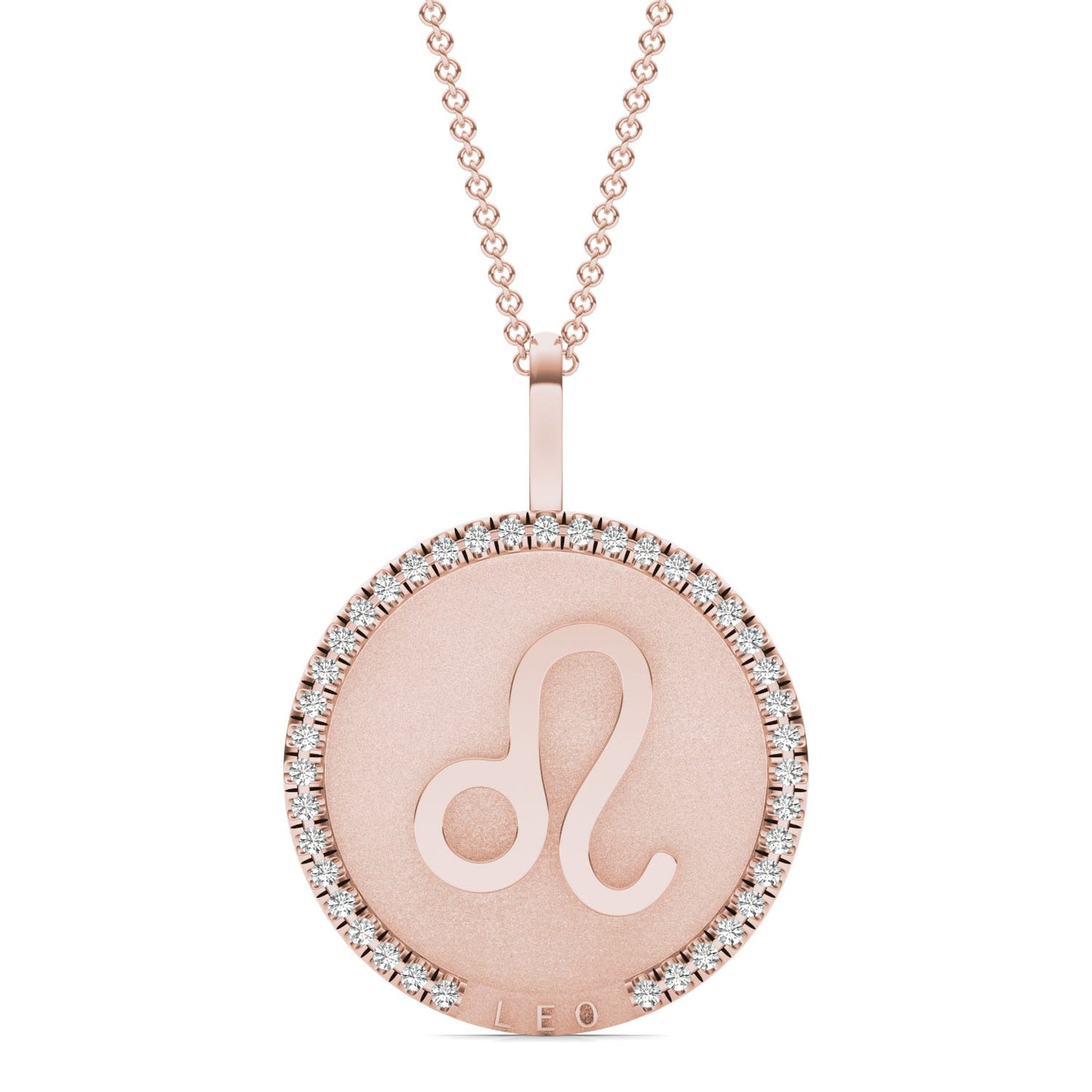 1/3 CTW Round Caydia Lab Grown Diamond Leo Pendant 14K Rose Gold