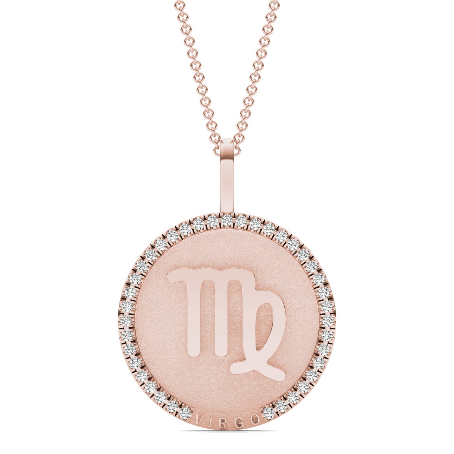 1/3 CTW Round Caydia Lab Grown Diamond Virgo Pendant 14K Rose Gold