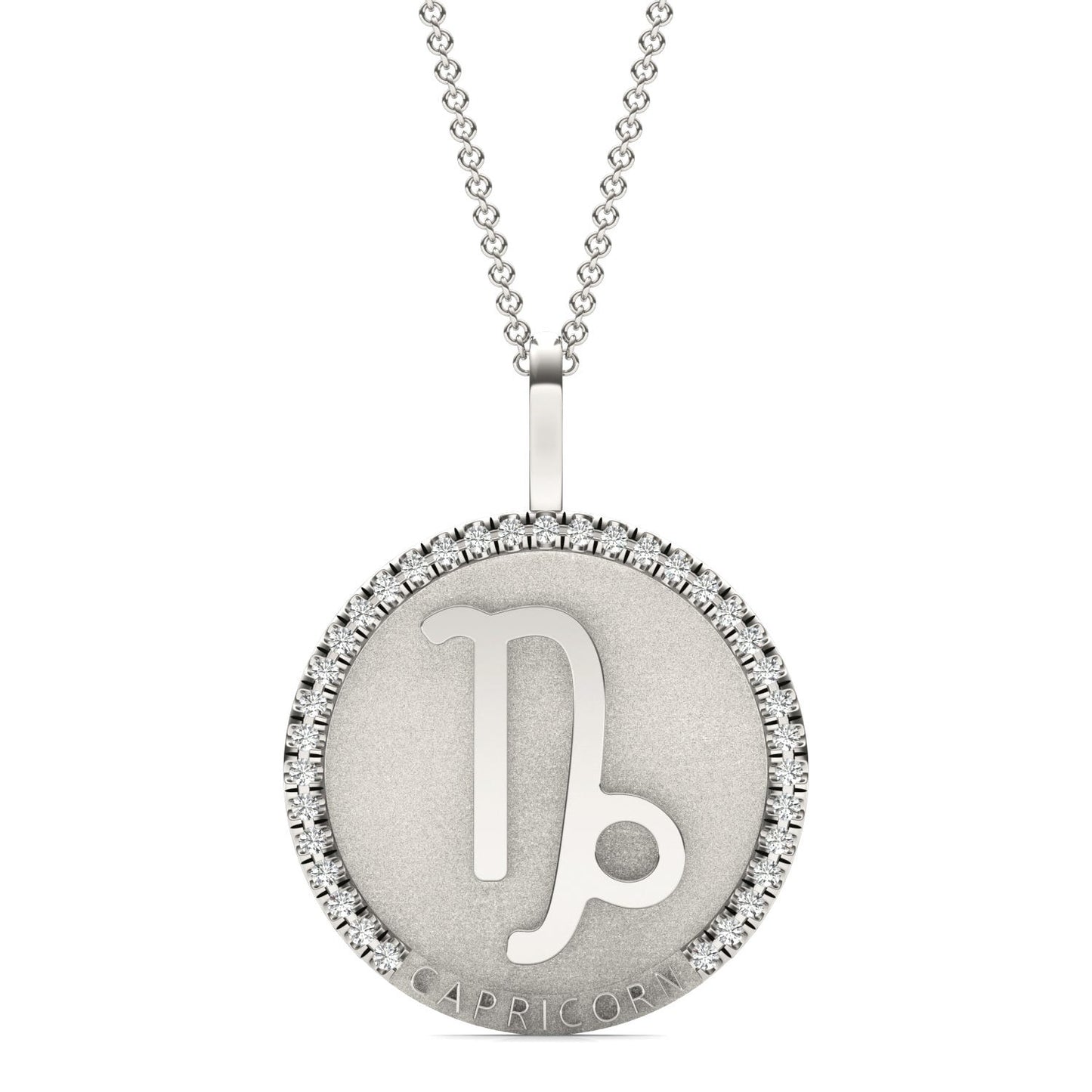 1/4 CTW Round Caydia Lab Grown Diamond Capricorn Pendant 14K White Gold