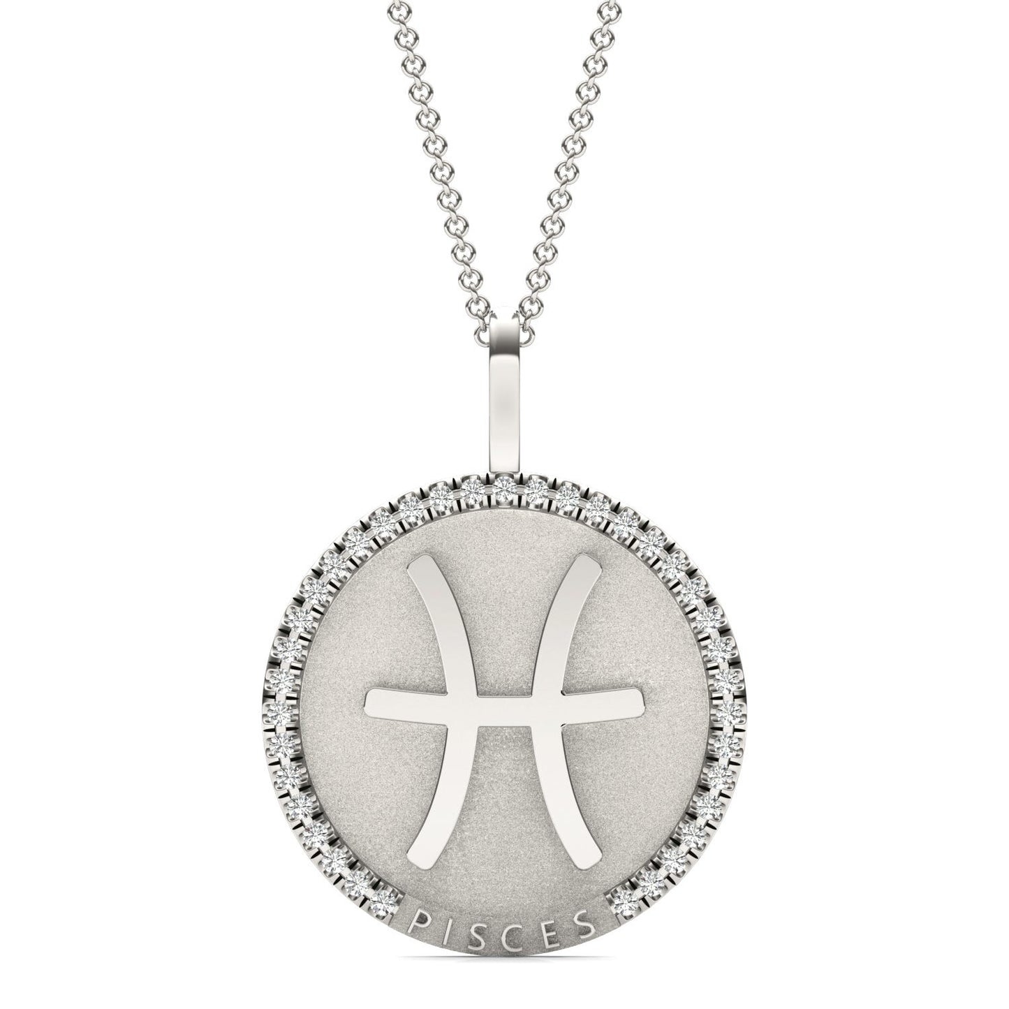 1/3 CTW Round Caydia Lab Grown Diamond Pisces Pendant 14K White Gold