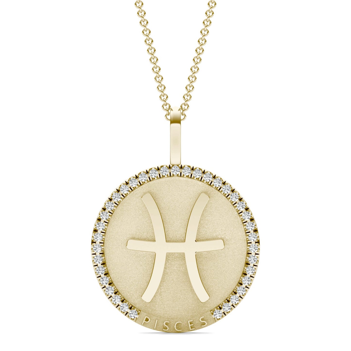 1/3 CTW Round Caydia Lab Grown Diamond Pisces Pendant 14K Yellow Gold