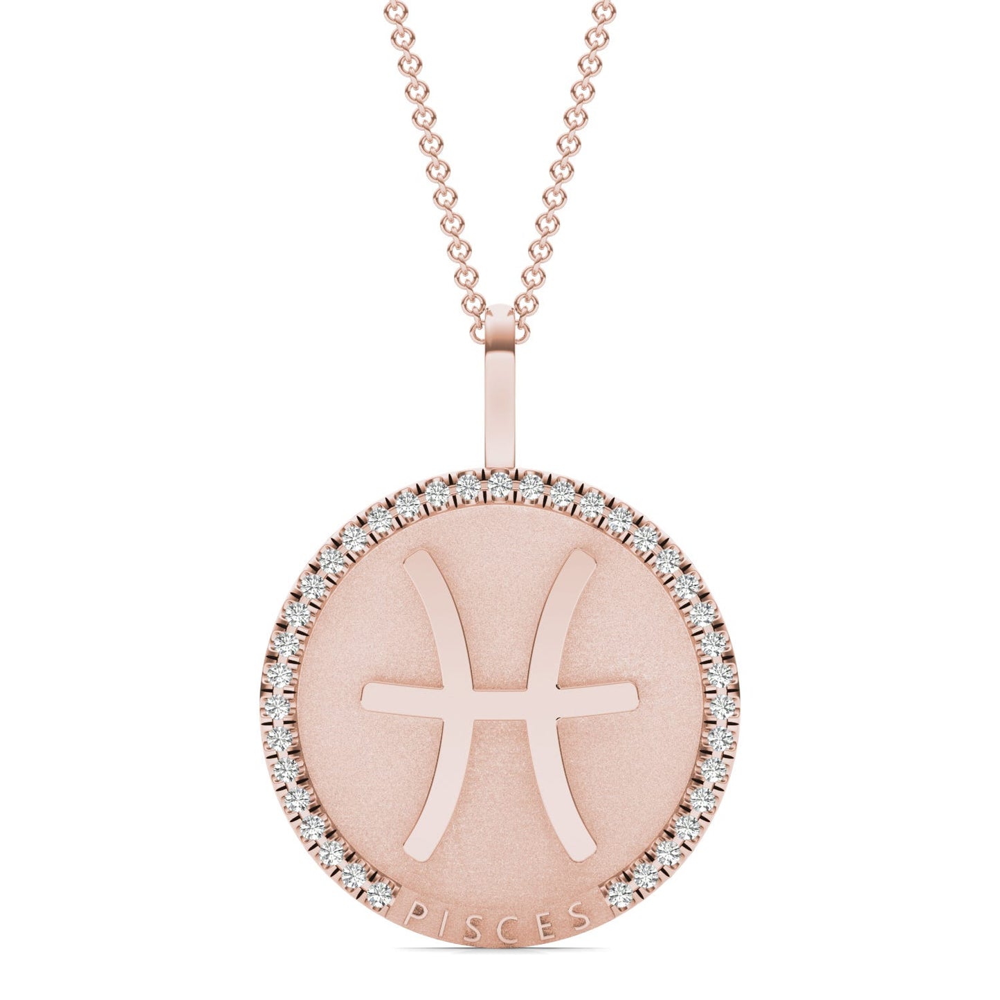 1/3 CTW Round Caydia Lab Grown Diamond Pisces Pendant 14K Rose Gold