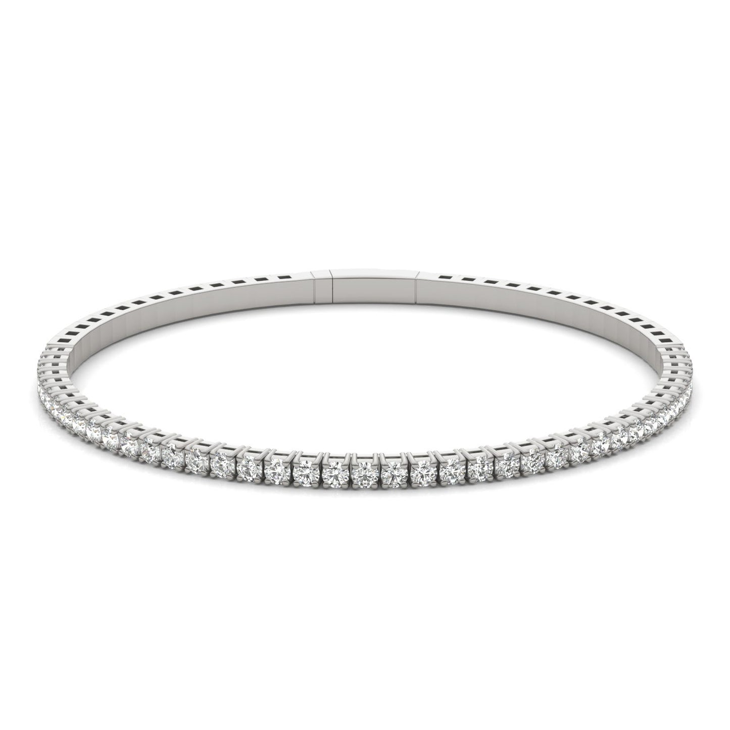 1 2/3 CTW Round Caydia Lab Grown Diamond Flexible Bangle 14K White Gold