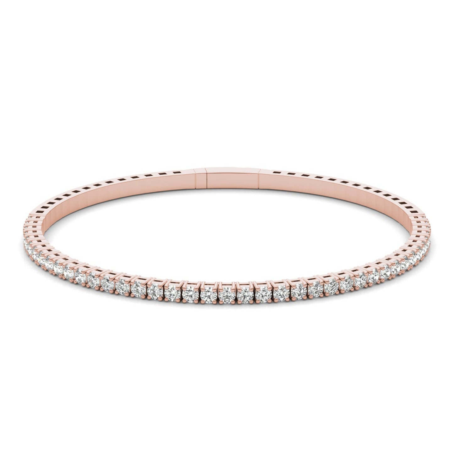 1 2/3 CTW Round Caydia Lab Grown Diamond Flexible Bangle 14K Rose Gold