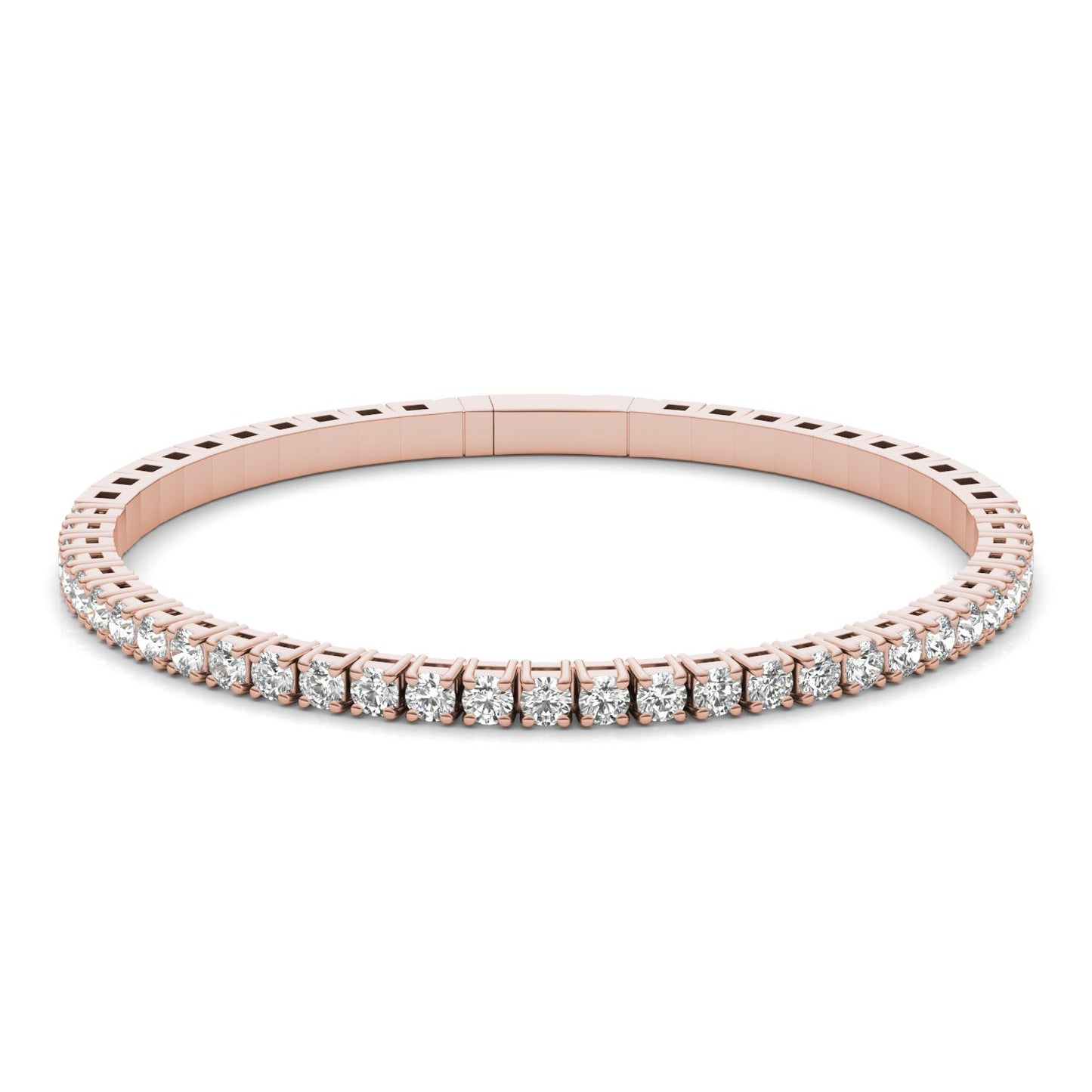 3 1/10 CTW Round Caydia Lab Grown Diamond Flexible Bangle 14K Rose Gold