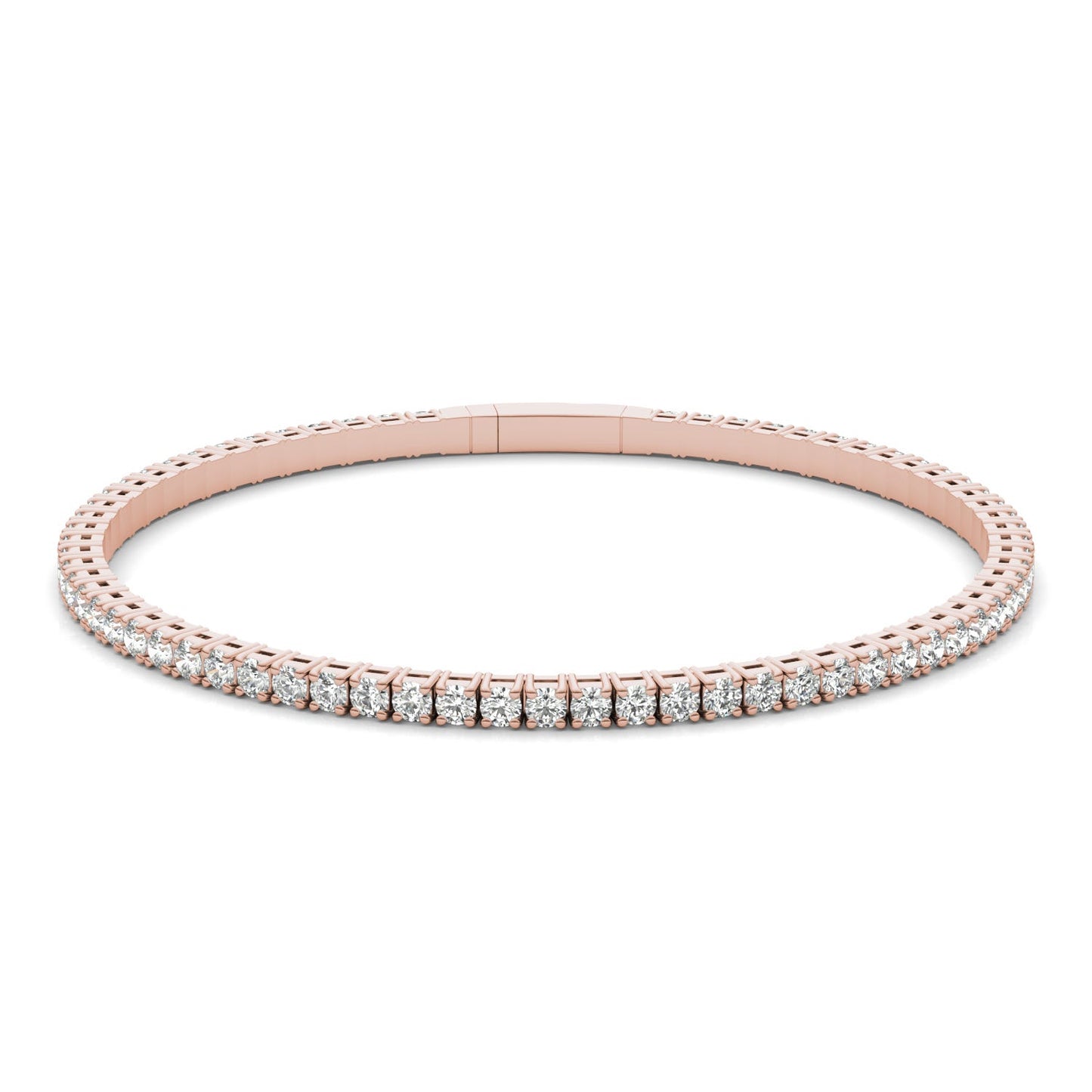 3 1/3 CTW Round Caydia Lab Grown Diamond Flexible Eternity Bangle 14K Rose Gold