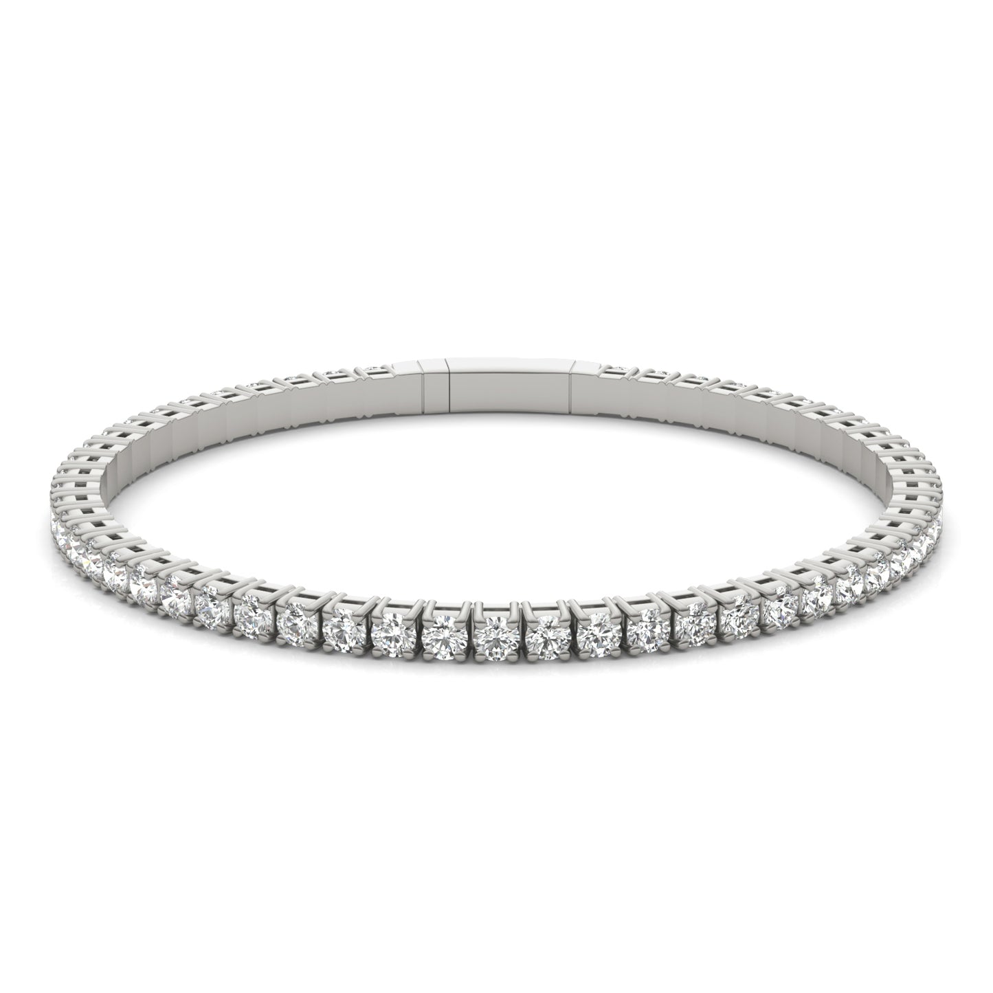 5 1/3 CTW Round Caydia Lab Grown Diamond Flexible Eternity Bangle 14K White Gold