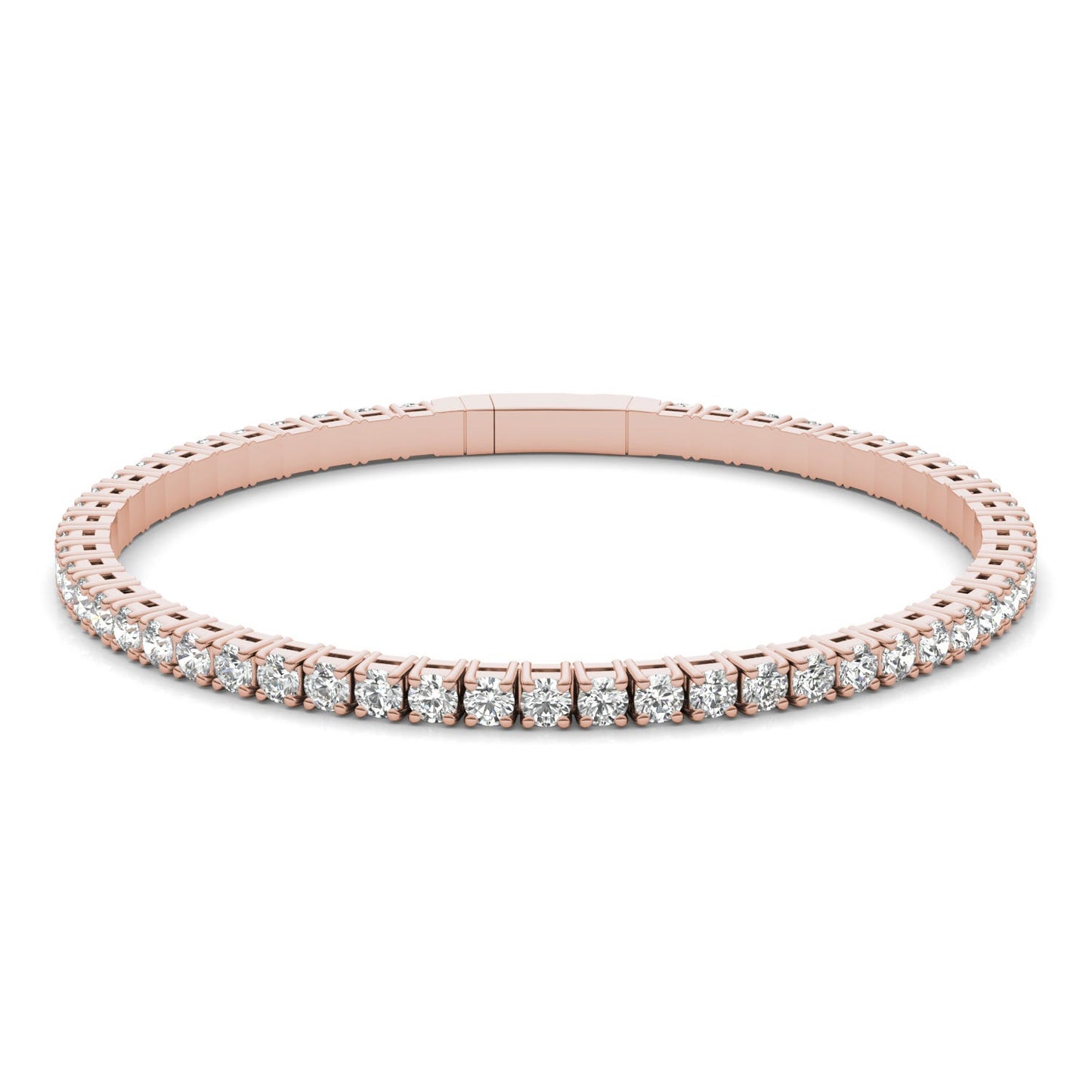 5 1/3 CTW Round Caydia Lab Grown Diamond Flexible Eternity Bangle 14K Rose Gold
