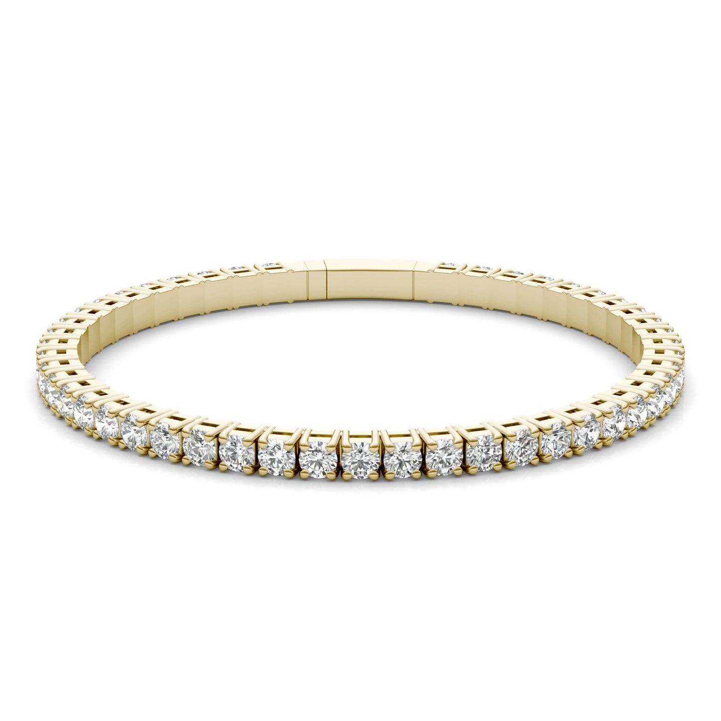 7 1/2 CTW Round Caydia Lab Grown Diamond Flexible Eternity Bangle 14K Yellow Gold