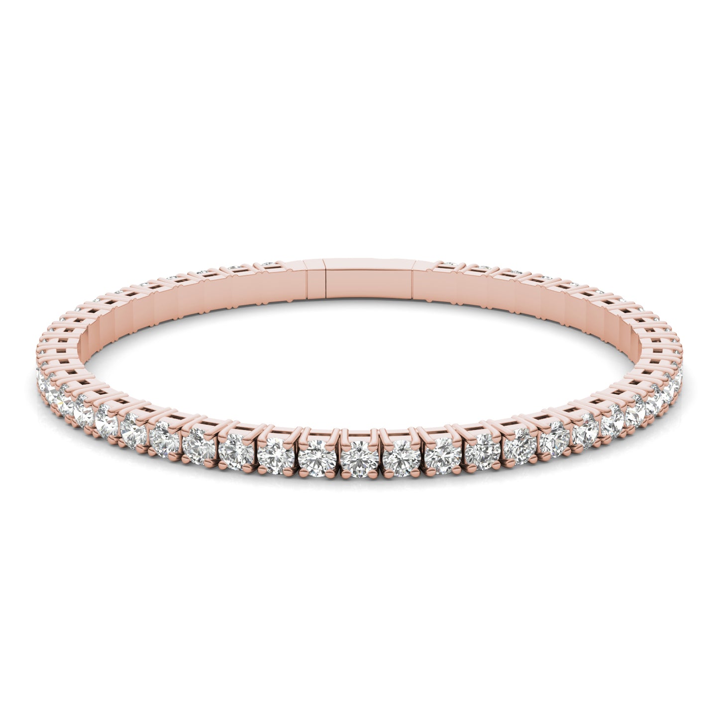 7.52 CTW DEW Round Forever One Moissanite Flexible Eternity Bangle in 14K Rose Gold