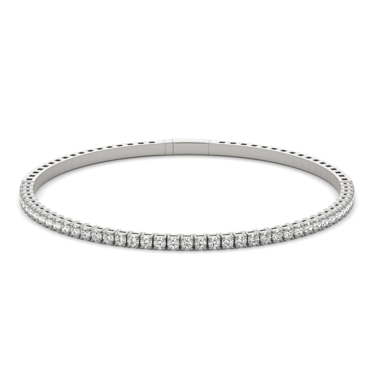 1 1/3 CTW Round Caydia Lab Grown Diamond Flexible Bangle 14K White Gold