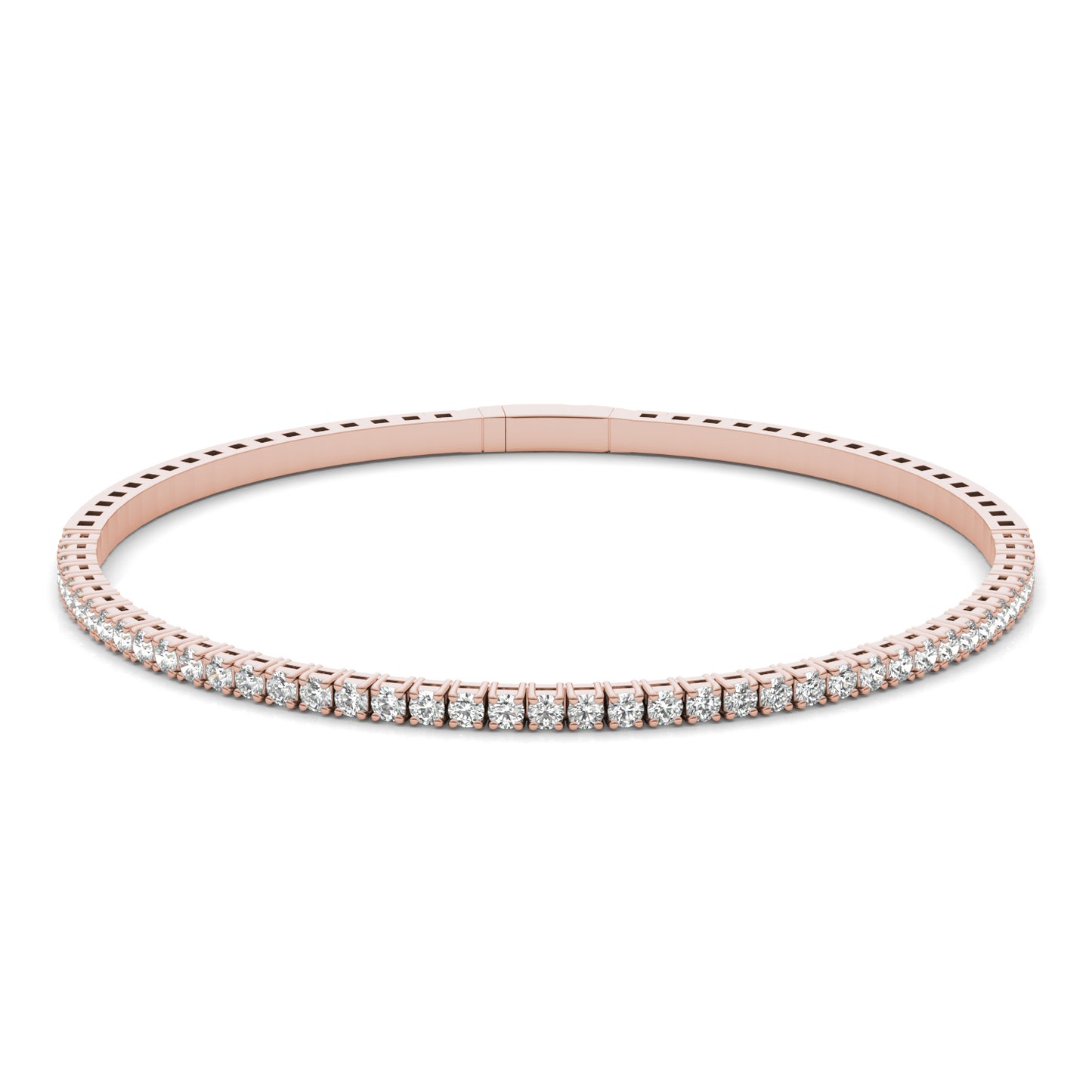 1 1/3 CTW Round Caydia Lab Grown Diamond Flexible Bangle 14K Rose Gold