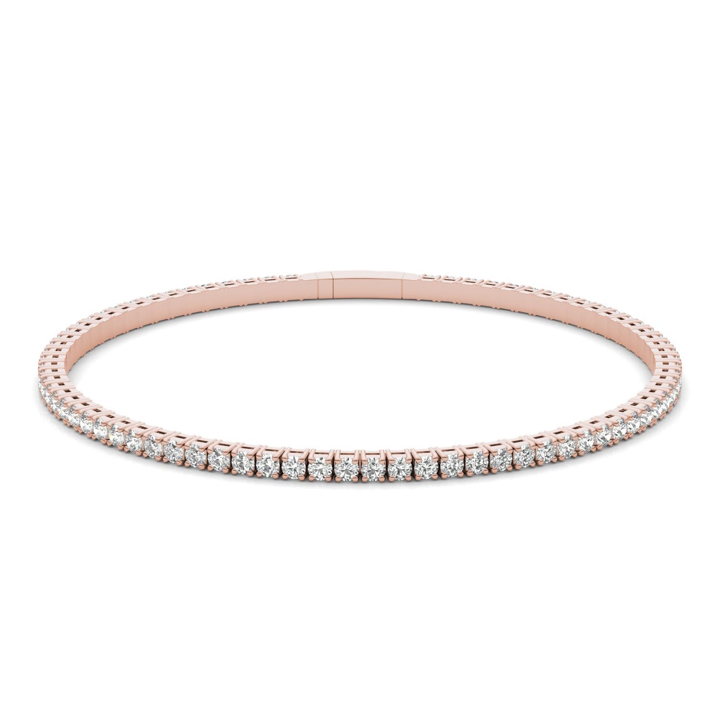 2 1/4 CTW Round Caydia Lab Grown Diamond Flexible Eternity Bangle 14K Rose Gold