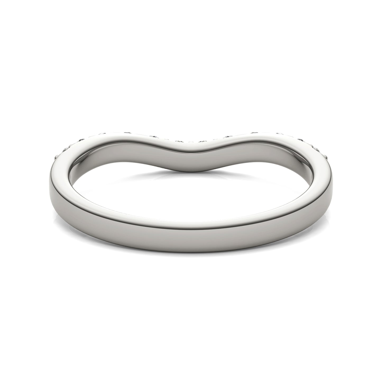 0.36 CTW DEW Round Forever One Moissanite Signature Curved Wedding Ring 14K White Gold