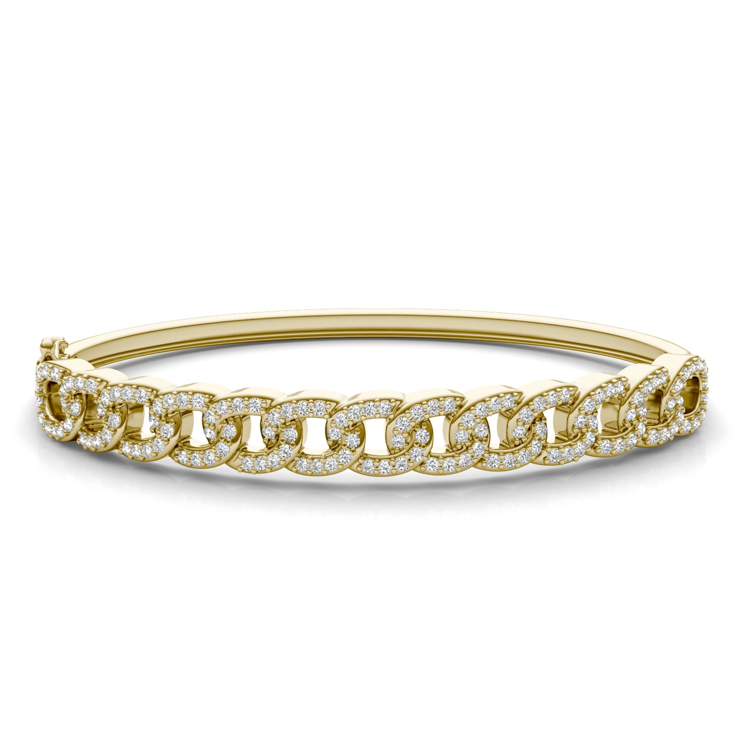 1 3/4 CTW Round Caydia Lab Grown Diamond Chain Link Bangle Bracelet 14K Yellow Gold