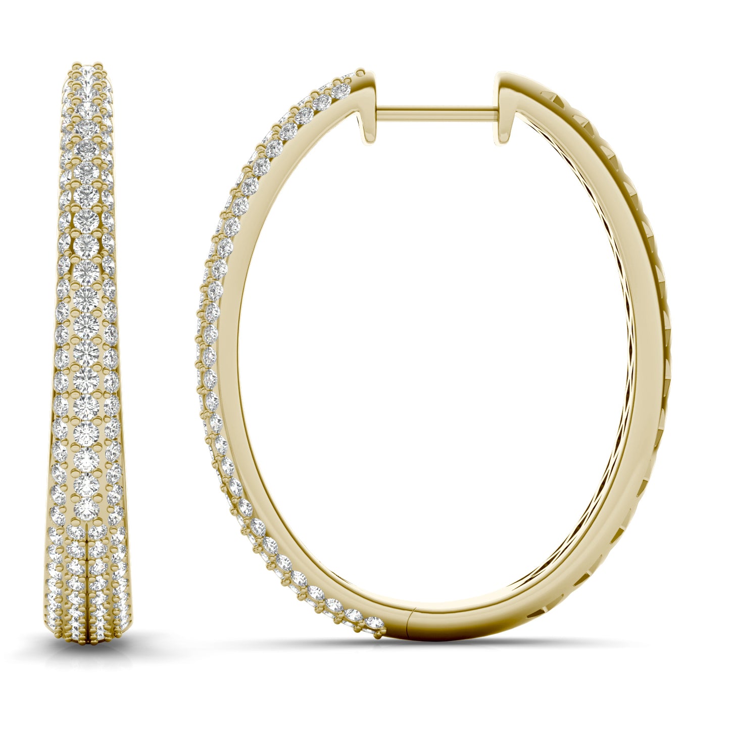 1 1/3 CTW Round Caydia Lab Grown Diamond Graduated Pave Earrings 14K Yellow Gold