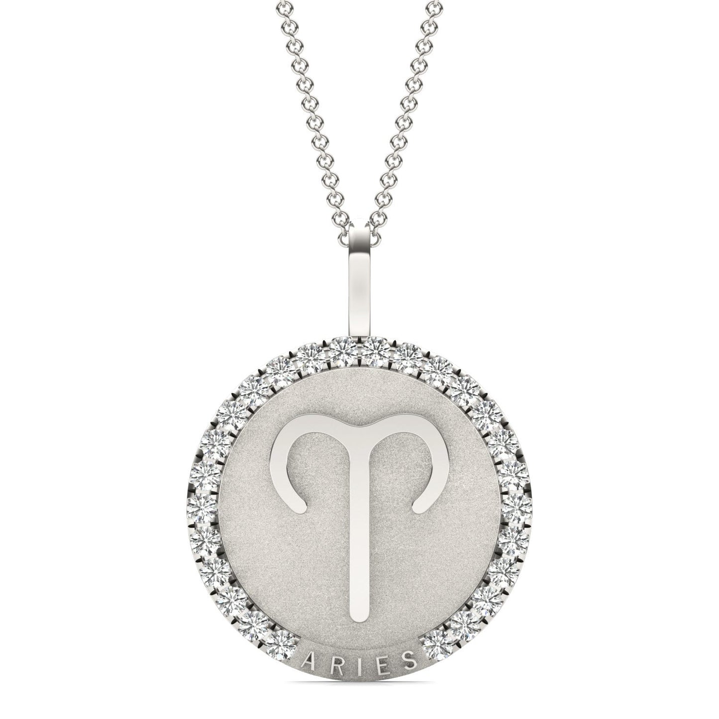 3/4 CTW Round Caydia Lab Grown Diamond Aries Pendant 14K White Gold