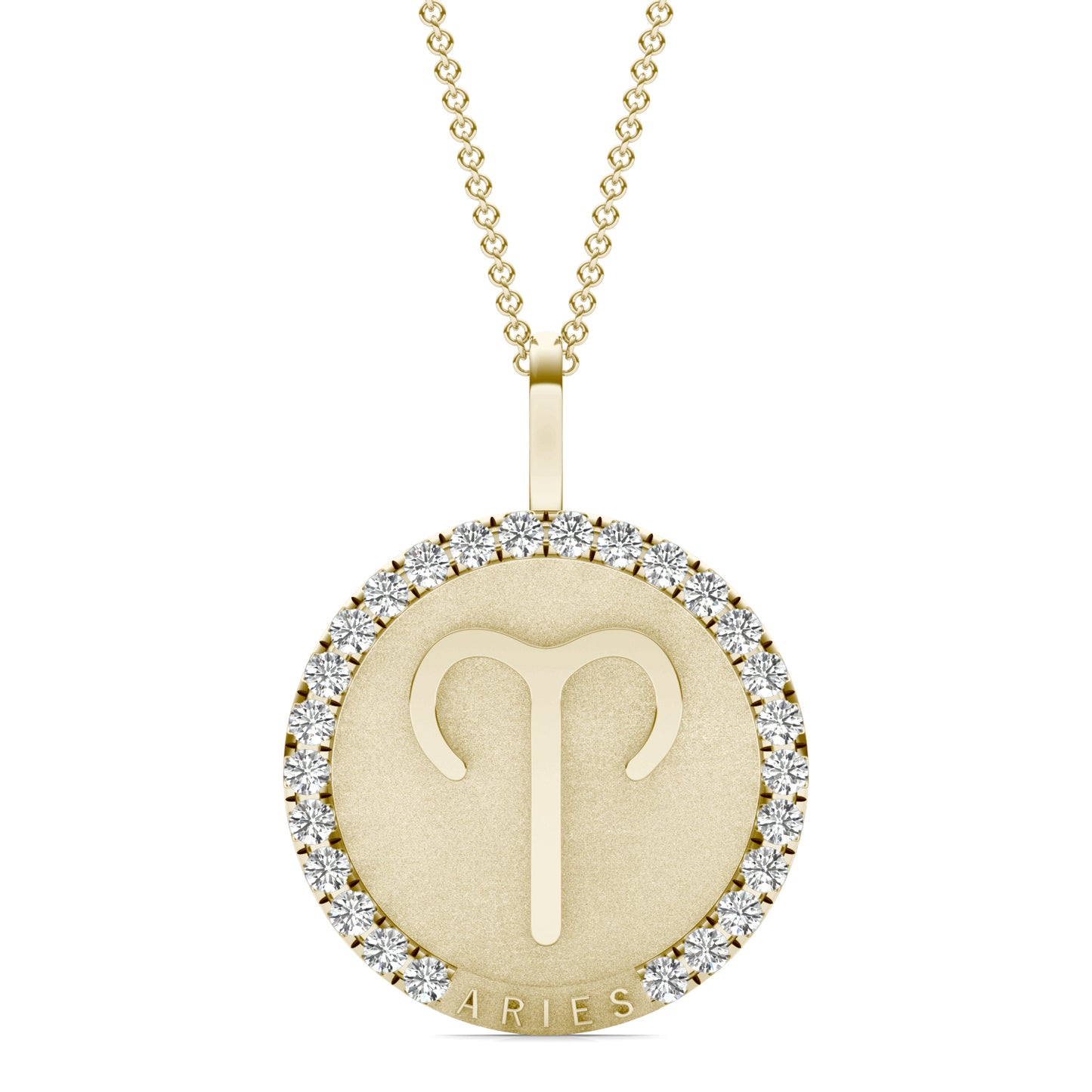 3/4 CTW Round Caydia Lab Grown Diamond Aries Pendant 14K Yellow Gold