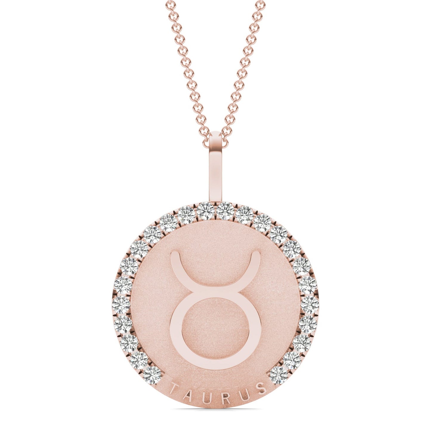 3/4 CTW Round Caydia Lab Grown Diamond Taurus Pendant 14K Rose Gold