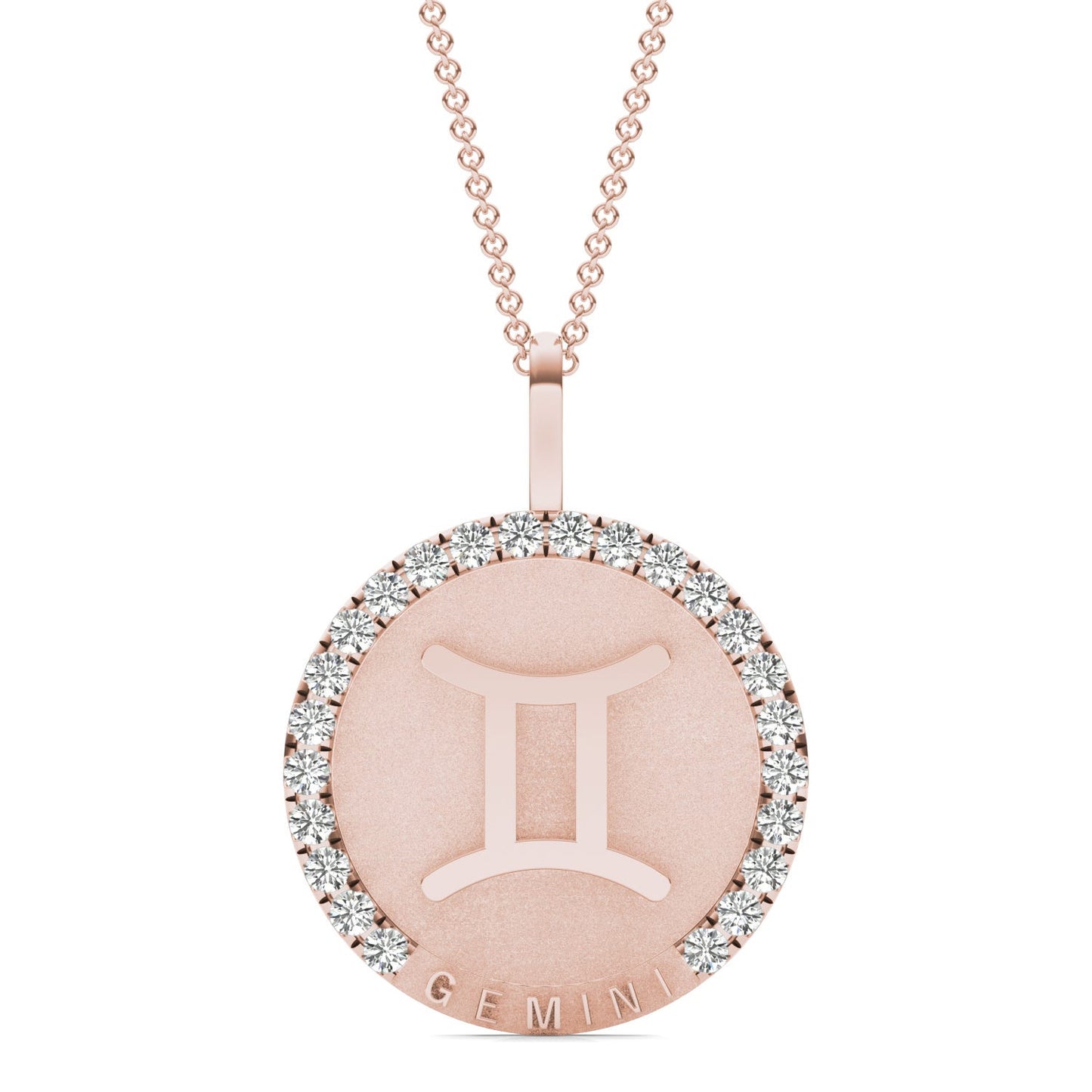 3/4 CTW Round Caydia Lab Grown Diamond Gemini Pendant 14K Rose Gold