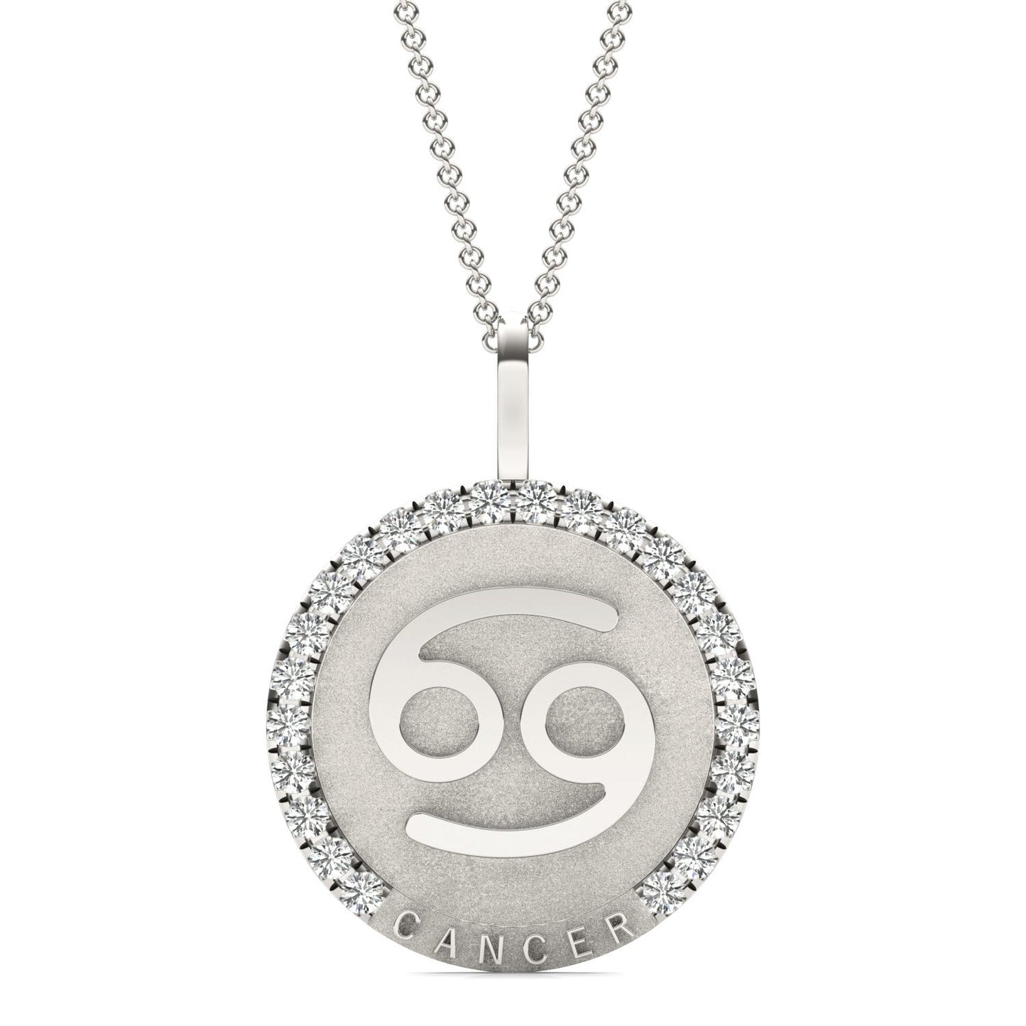 3/4 CTW Round Caydia Lab Grown Diamond Cancer Pendant 14K White Gold