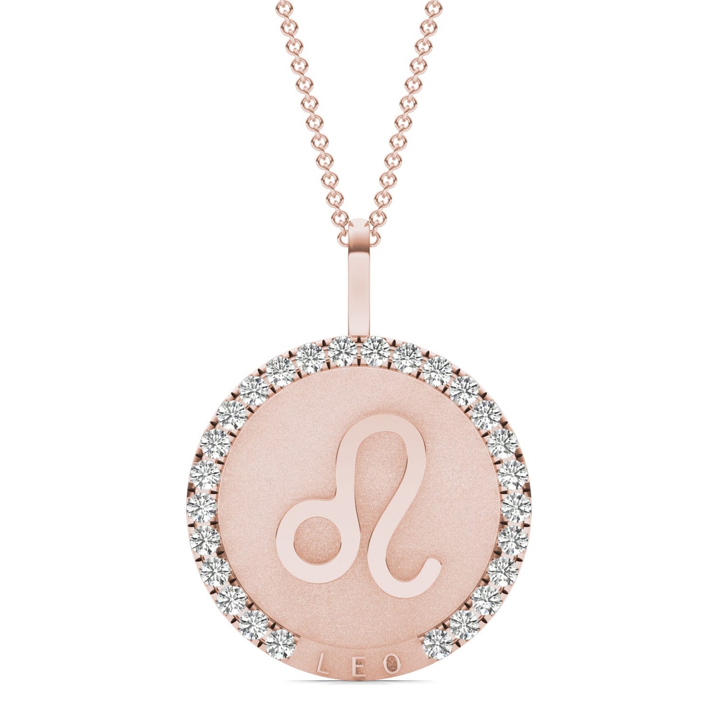 3/4 CTW Round Caydia Lab Grown Diamond Leo Pendant 14K Rose Gold