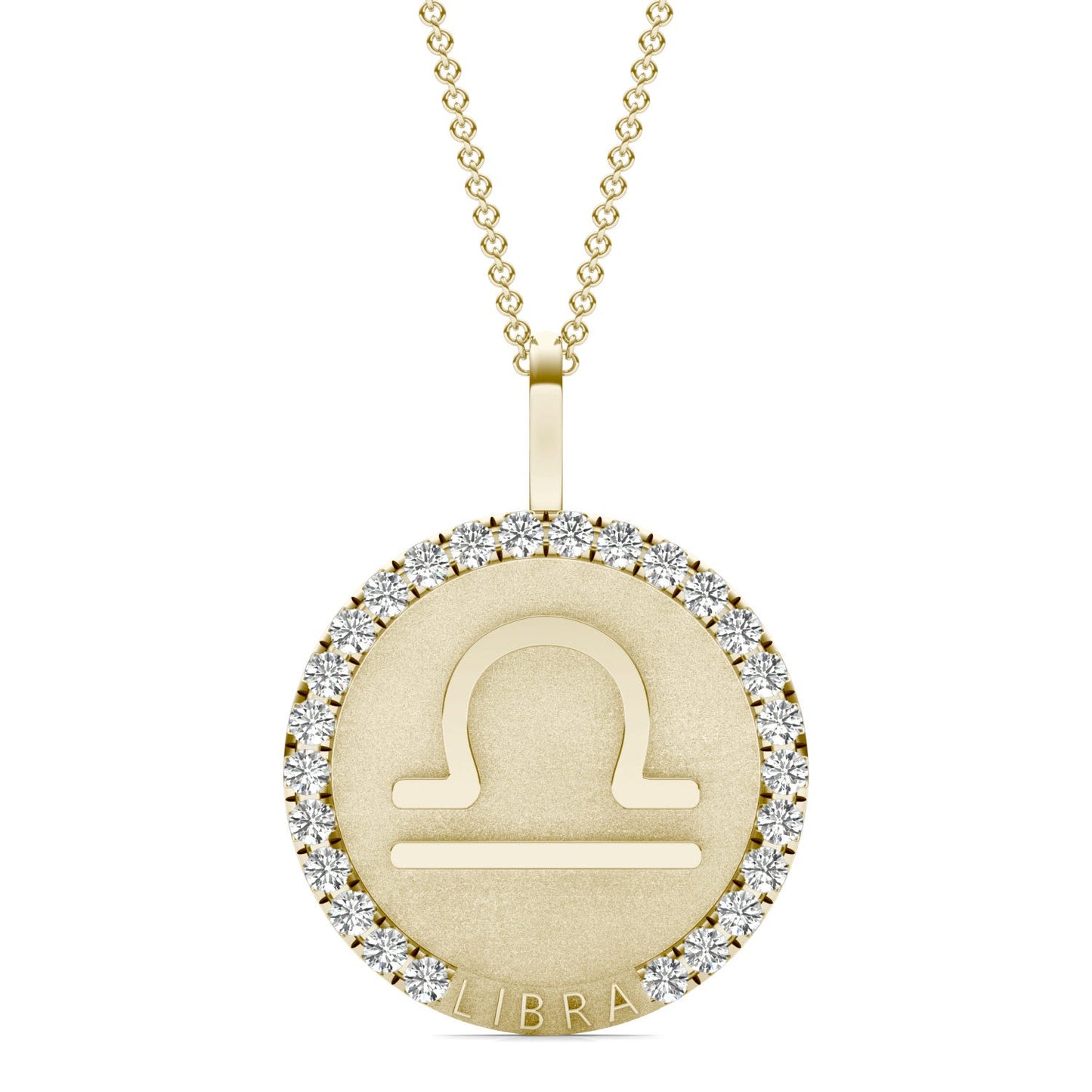 3/4 CTW Round Caydia Lab Grown Diamond Libra Pendant 14K Yellow Gold