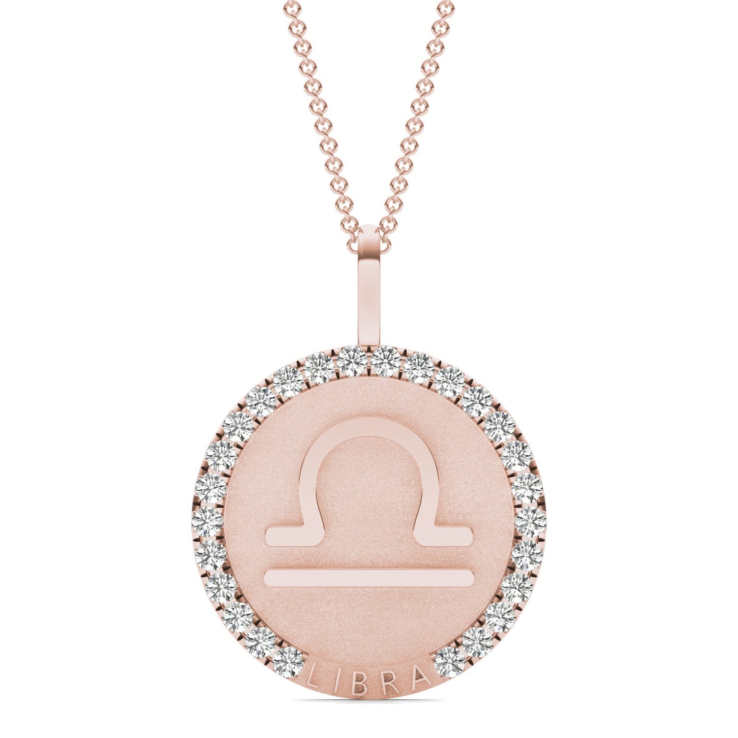 3/4 CTW Round Caydia Lab Grown Diamond Libra Pendant 14K Rose Gold