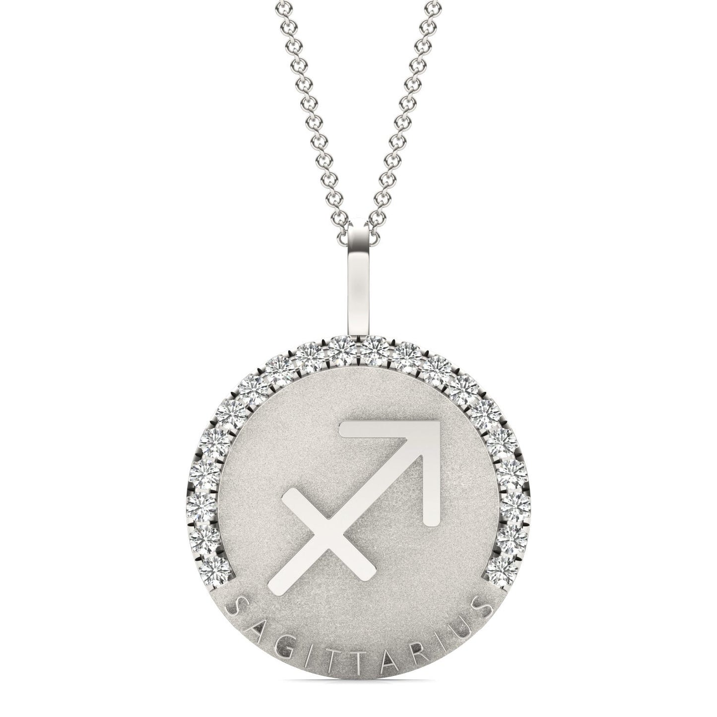 5/8 CTW Round Caydia Lab Grown Diamond Sagittarius Pendant 14K White Gold