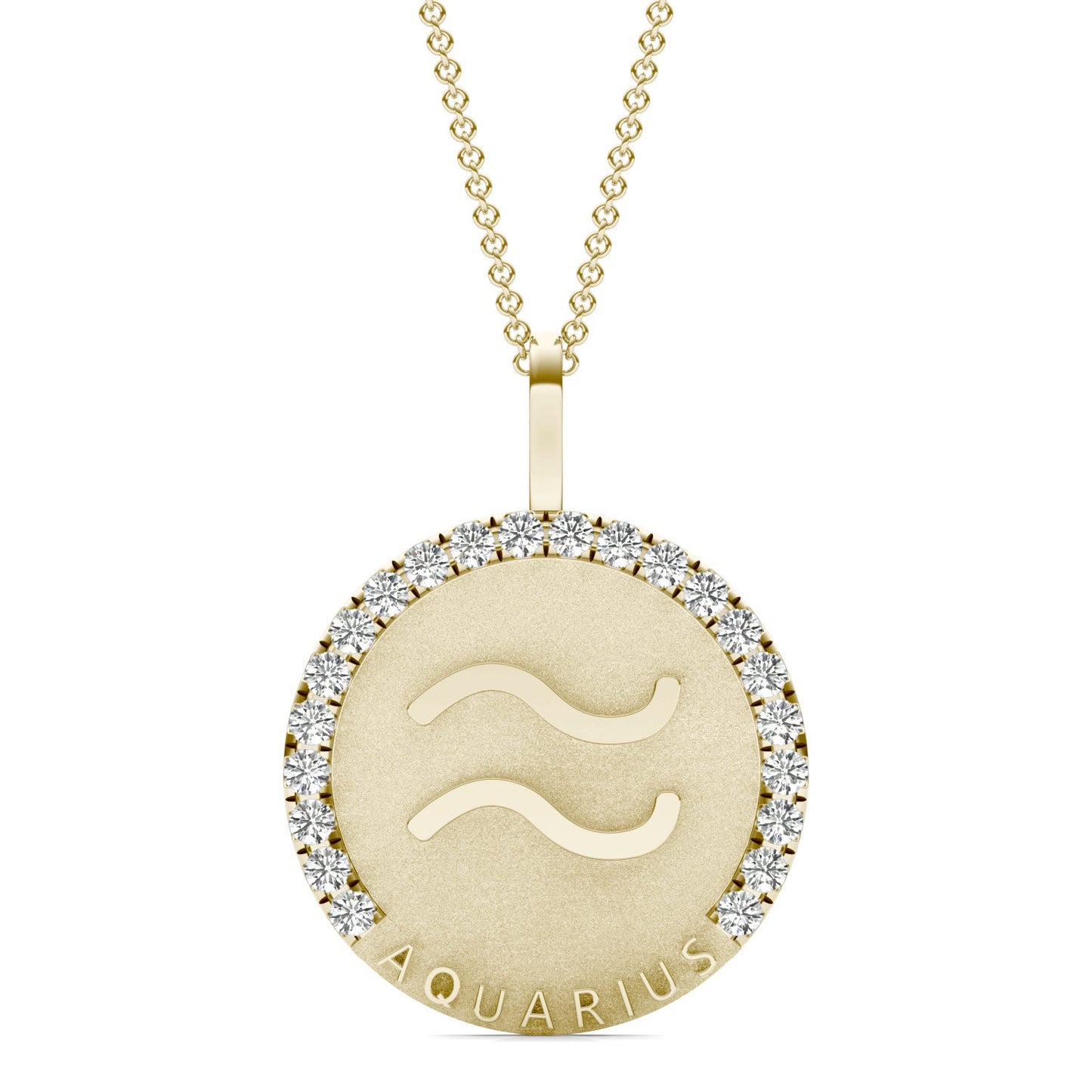 2/3 CTW Round Caydia Lab Grown Diamond Aquarius Pendant 14K Yellow Gold