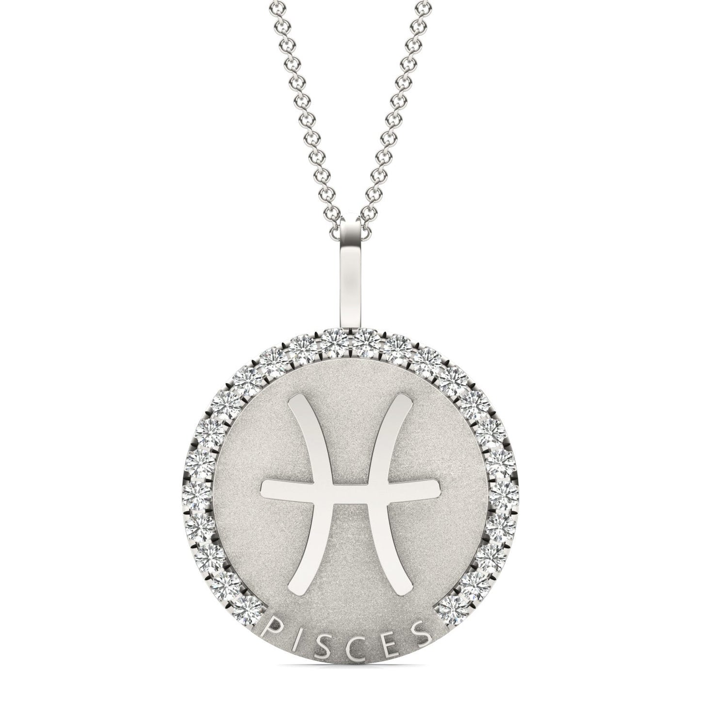 3/4 CTW Round Caydia Lab Grown Diamond Pisces Pendant 14K White Gold