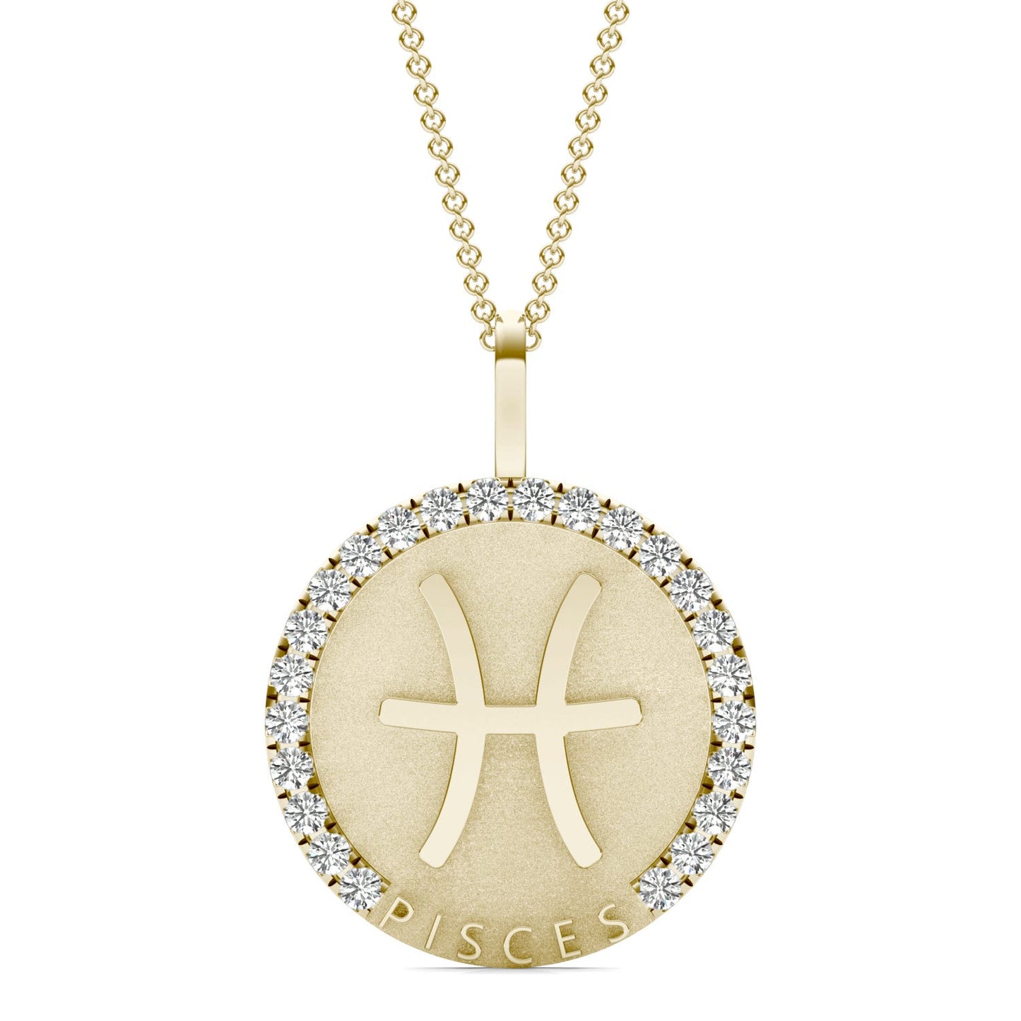 3/4 CTW Round Caydia Lab Grown Diamond Pisces Pendant 14K Yellow Gold