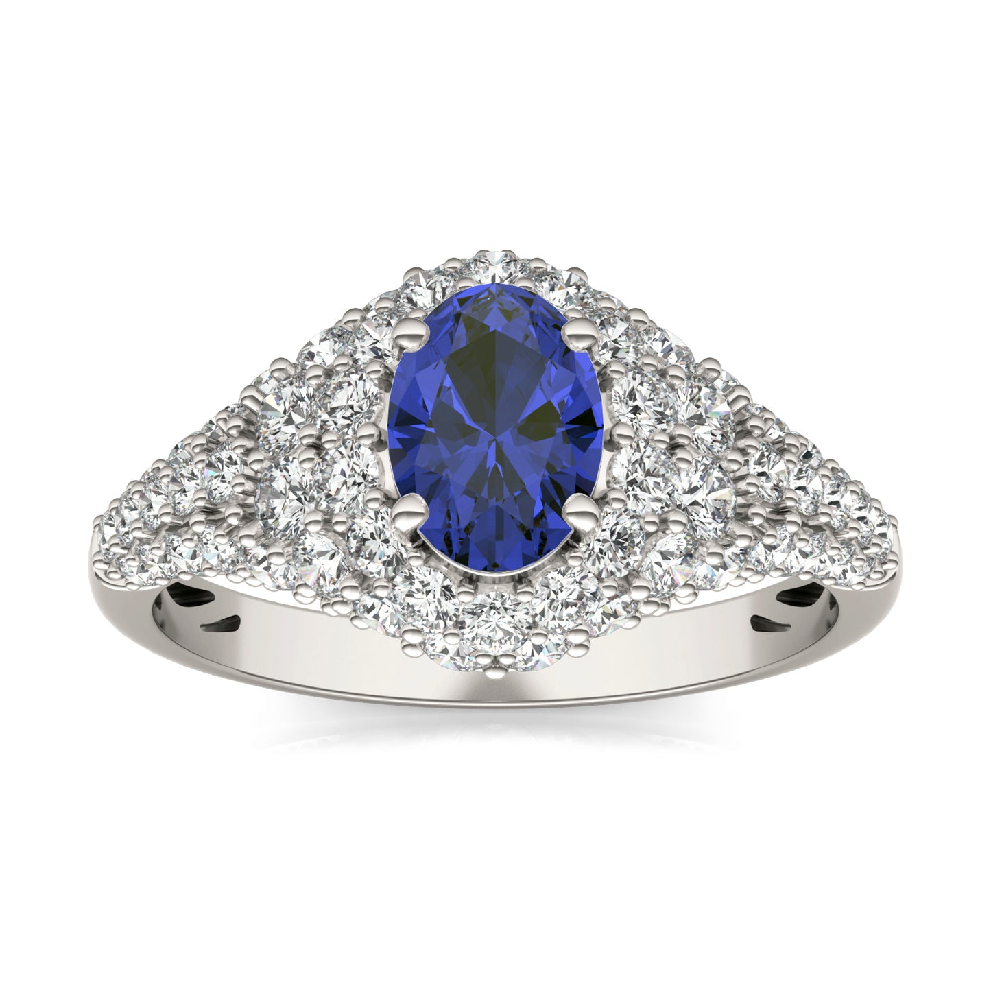 1 CTW Round Caydia Lab Grown Diamond Pave Ring 14K White Gold featuring Created Sapphire