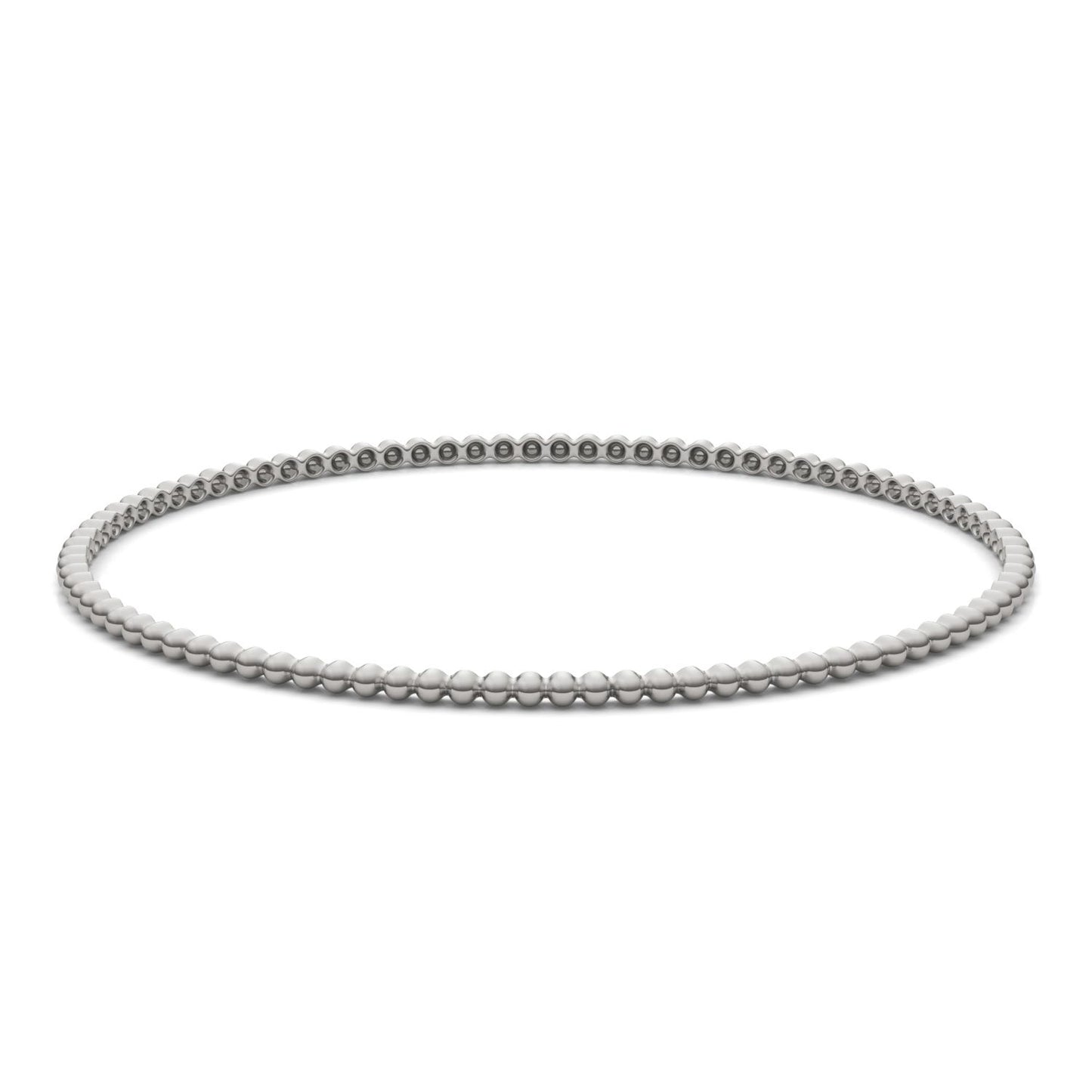 Beaded Bangle Bracelet 14K White Gold