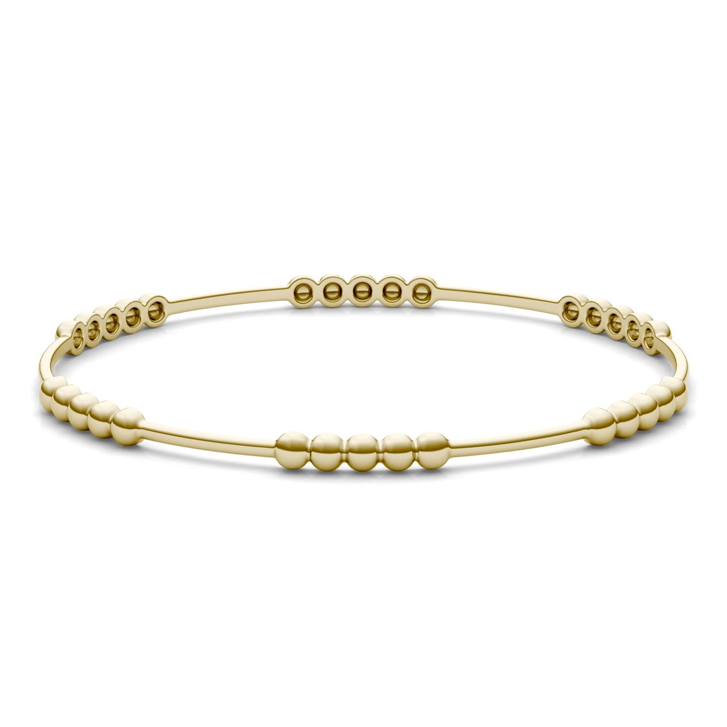 Alternating Beaded Bangle Bracelet 14K Yellow Gold