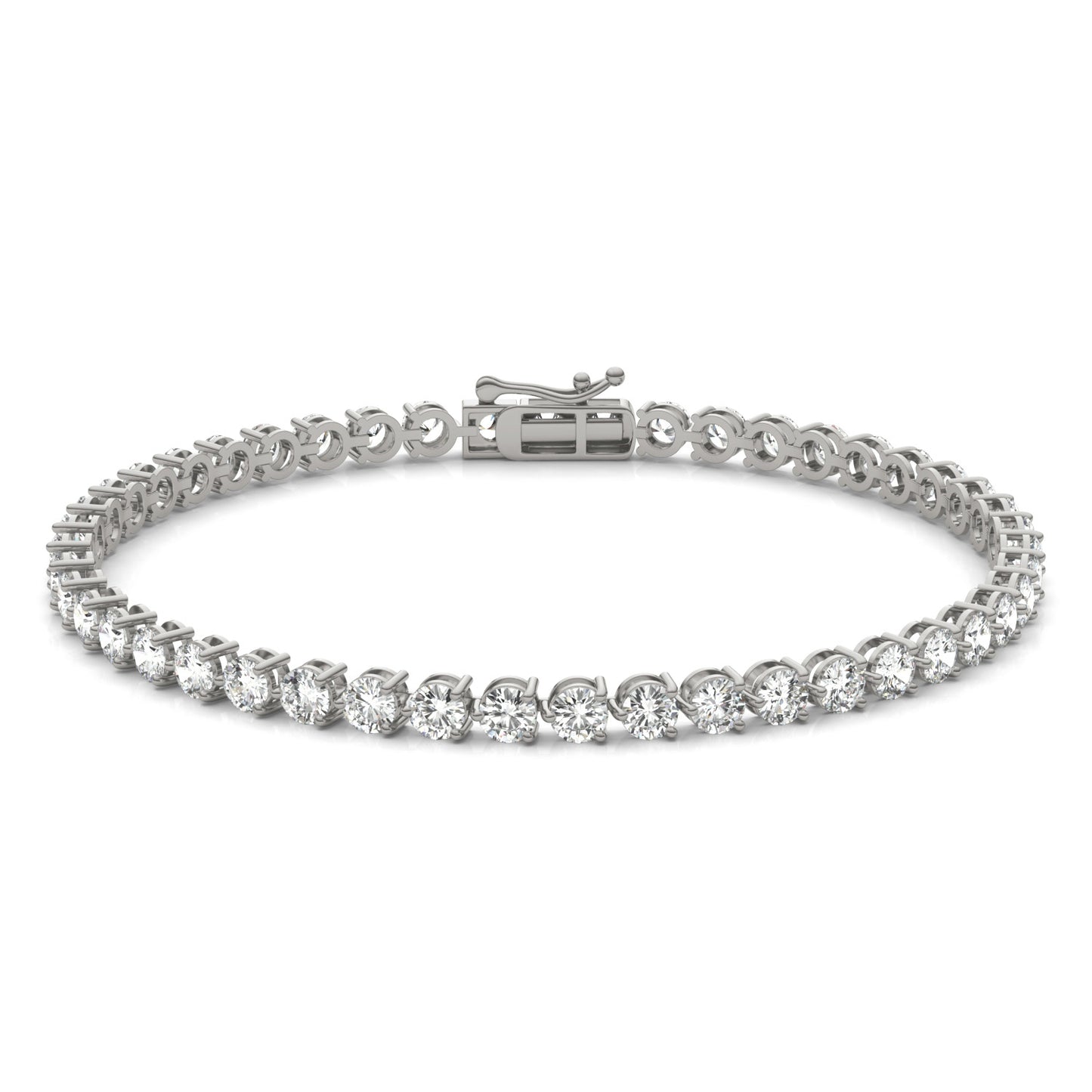 4.70 CTW DEW Round Forever One Moissanite Three Prong Tennis Bracelet 14K White Gold
