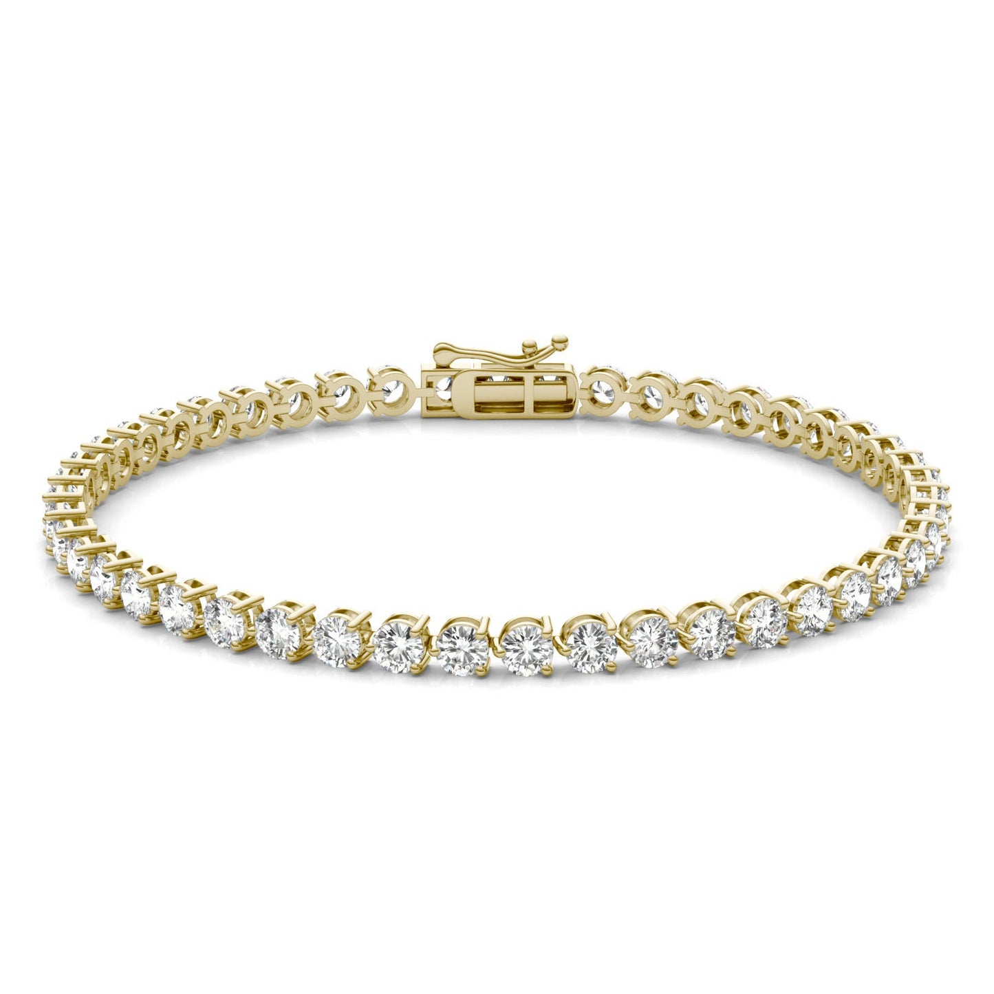 4 3/4 CTW Round Caydia Lab Grown Diamond Three Prong Tennis Bracelet 14K Yellow Gold