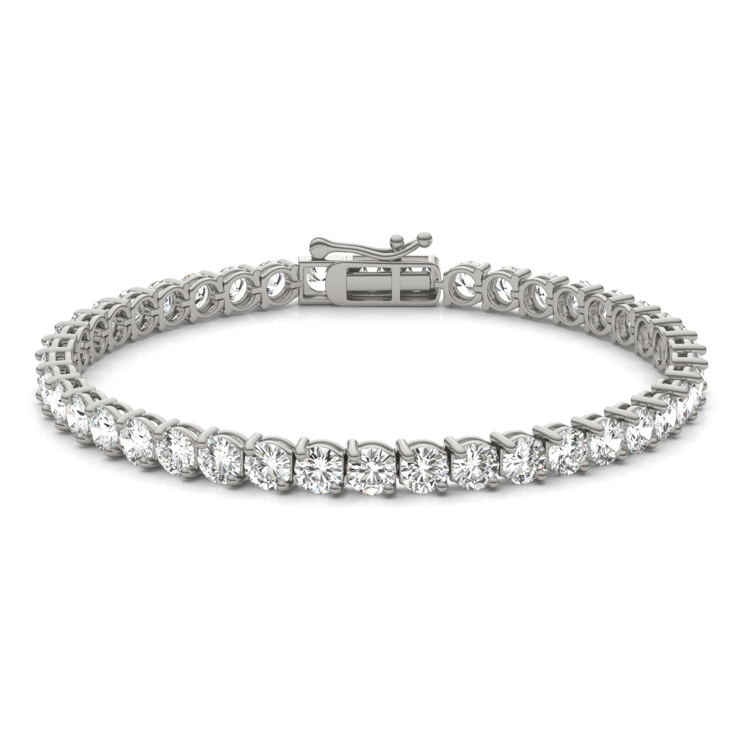 9.66 CTW DEW Round Forever One Moissanite Two Prong Tennis Bracelet 14K White Gold