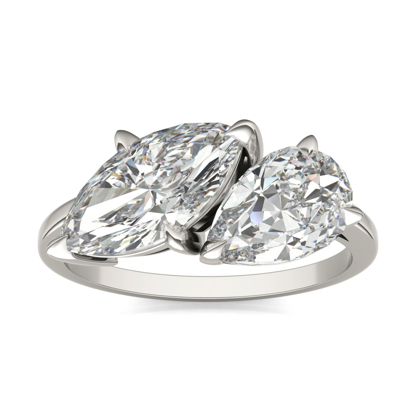 3.30 CTW DEW Pear and Marquise Forever One Moissanite Classic Toi et Moi Ring 14K White Gold