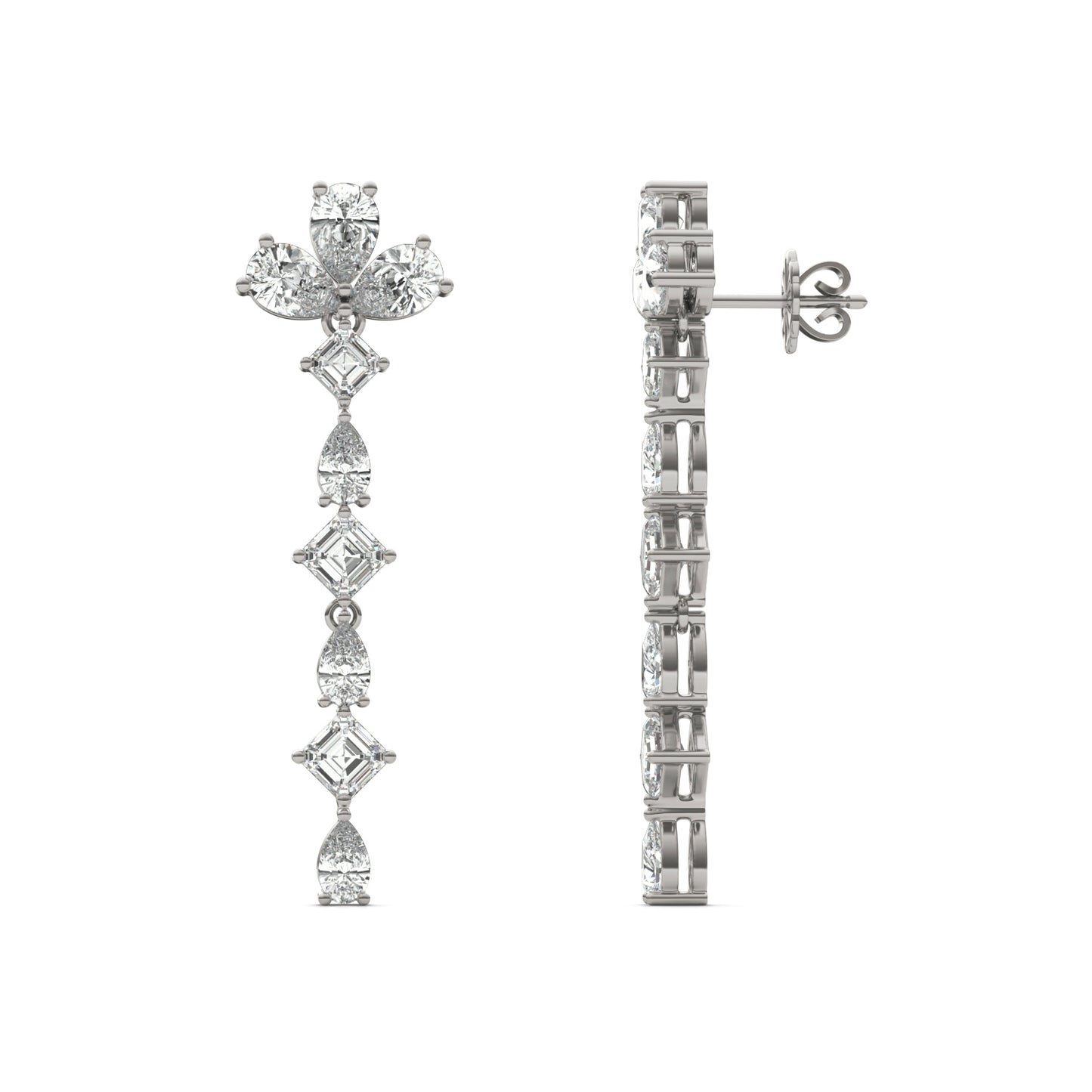 5 2/3 CTW Pear Caydia Lab Grown Diamond Couture Alternating Drop Earrings 14K White Gold