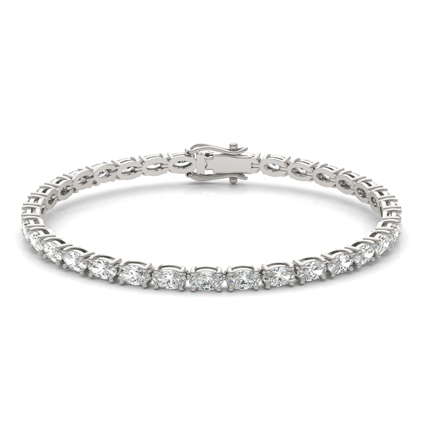 8 1/2 CTW Oval Caydia Lab Grown Diamond Couture East-West Tennis Bracelet 14K White Gold