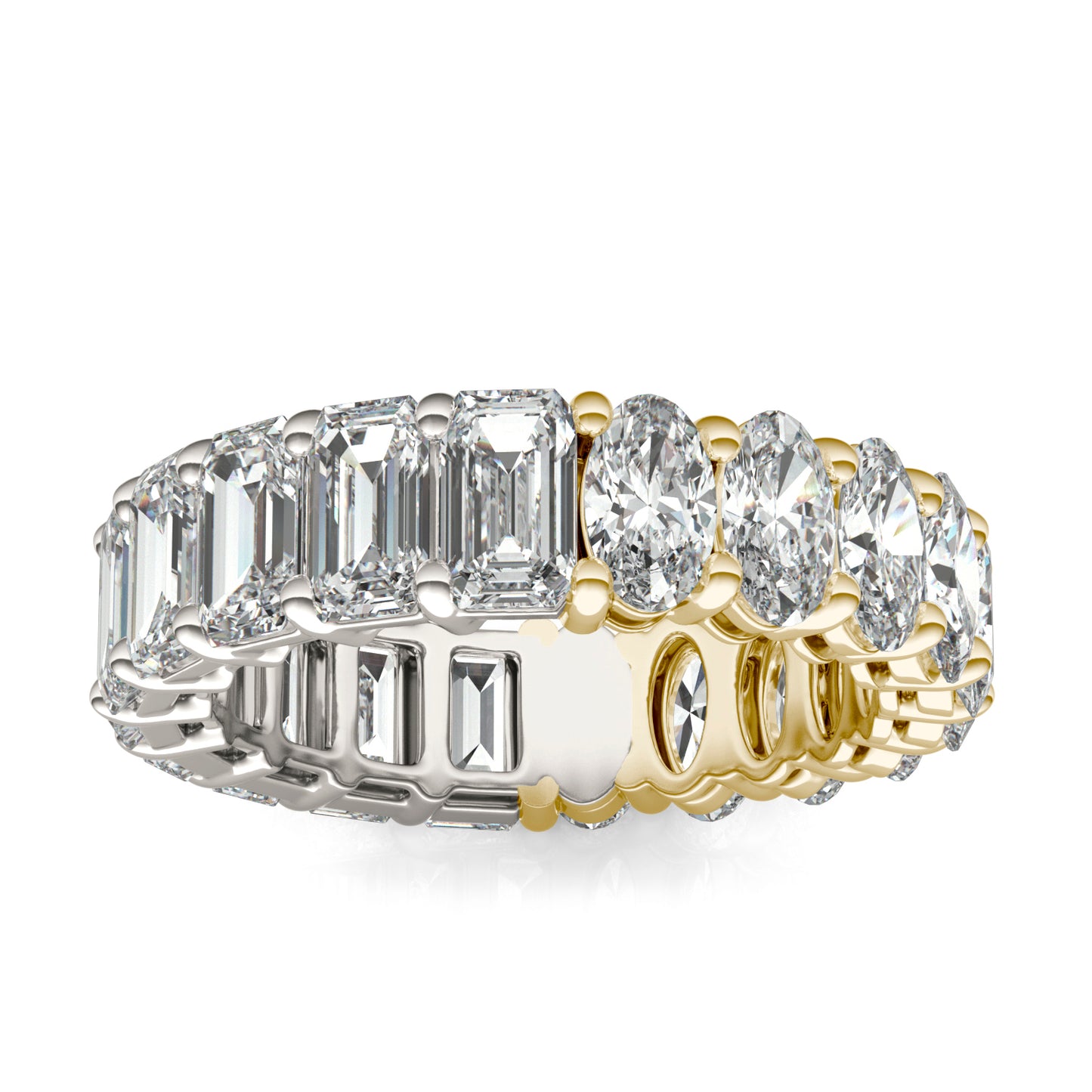 5 7/8 CTW Emerald Caydia Lab Grown Diamond Couture Two Sided Eternity Ring 14K Two-Tone White & Yellow Gold